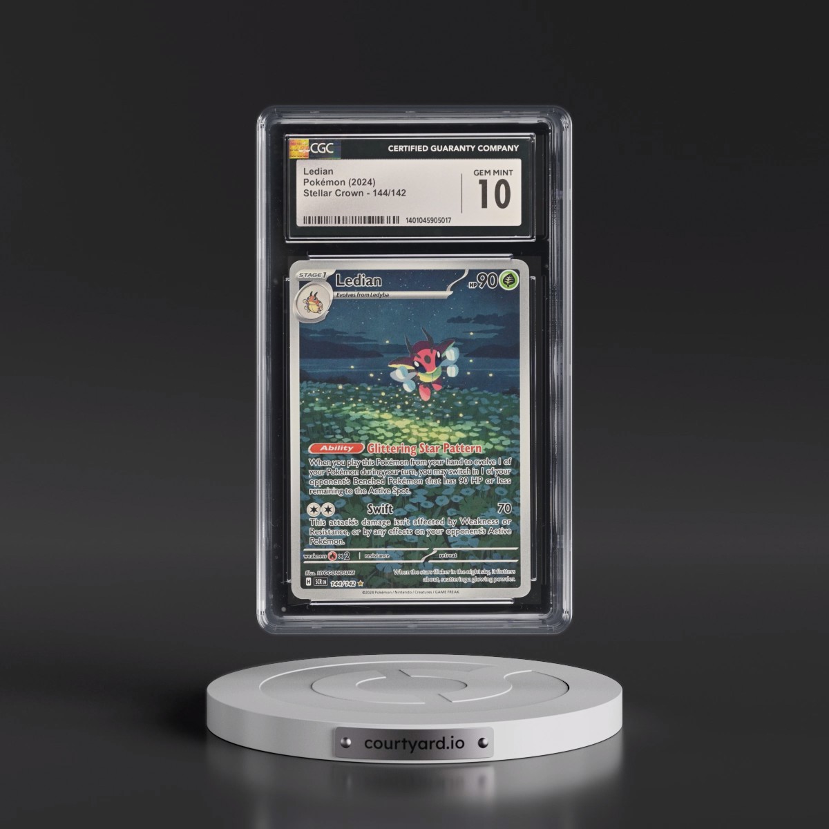 2024 Stellar Crown - SCR EN #144/142 Ledian - Illustration Rare Holo (CGC 10 GEM MINT)