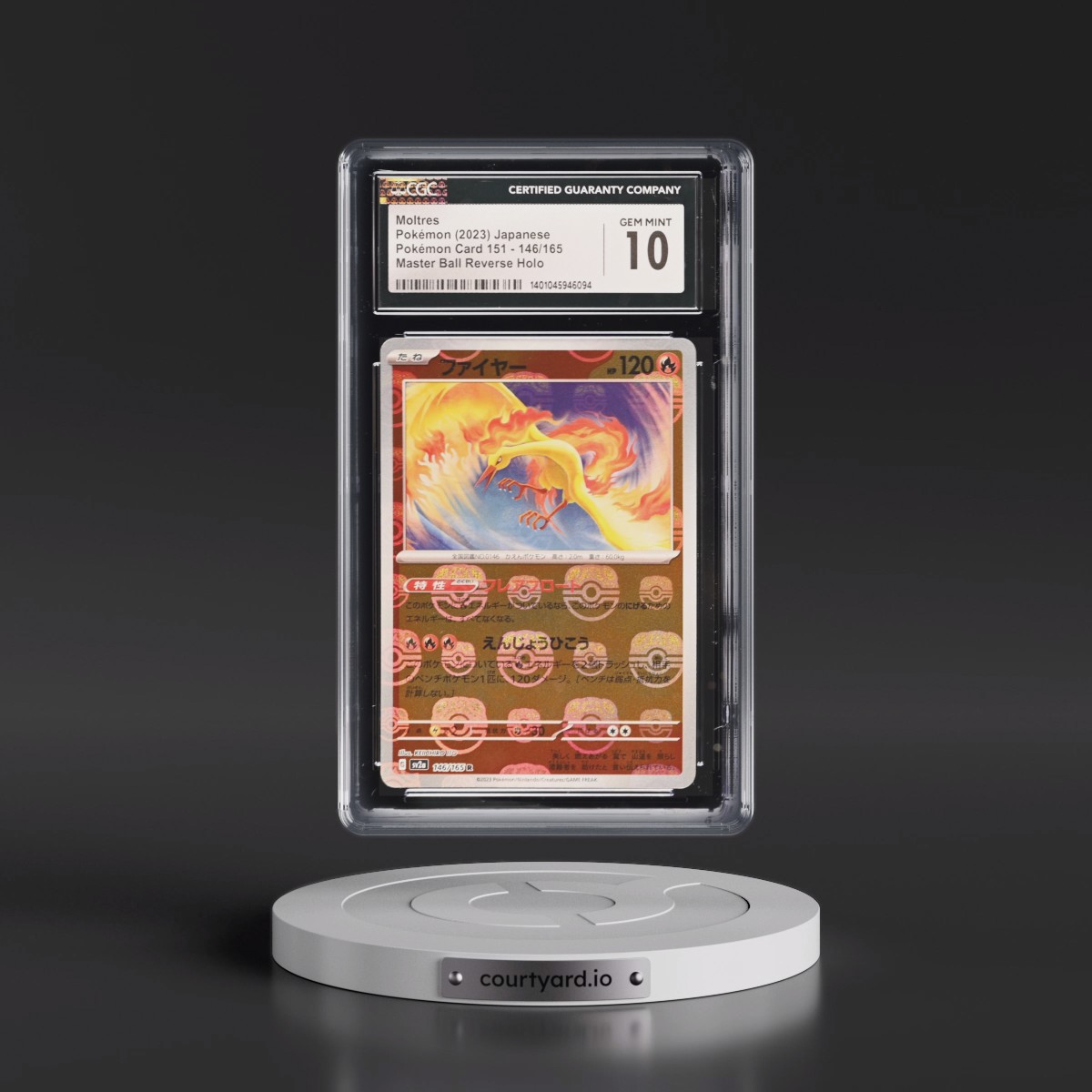 2023 Pokémon Card 151 #146/165 Moltres - Reverse Holo Master Ball (CGC 10 GEM MINT)
