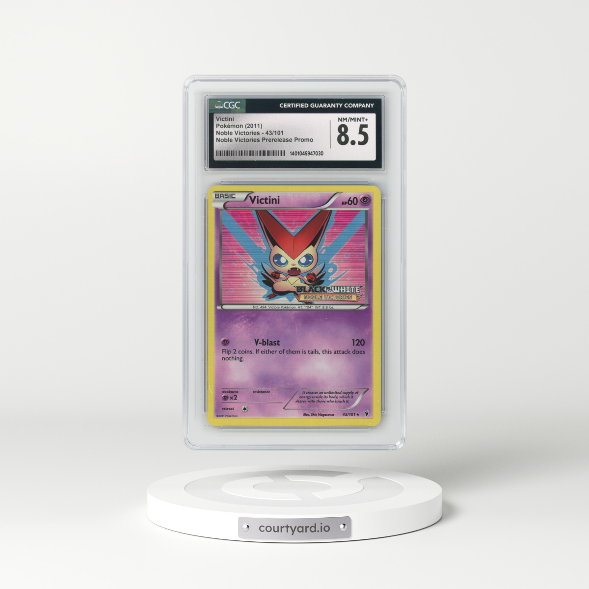 2011 Noble Victories #43/101 Victini - Noble Victories Prerelease Promo (CGC 8.5 NM-MT+)