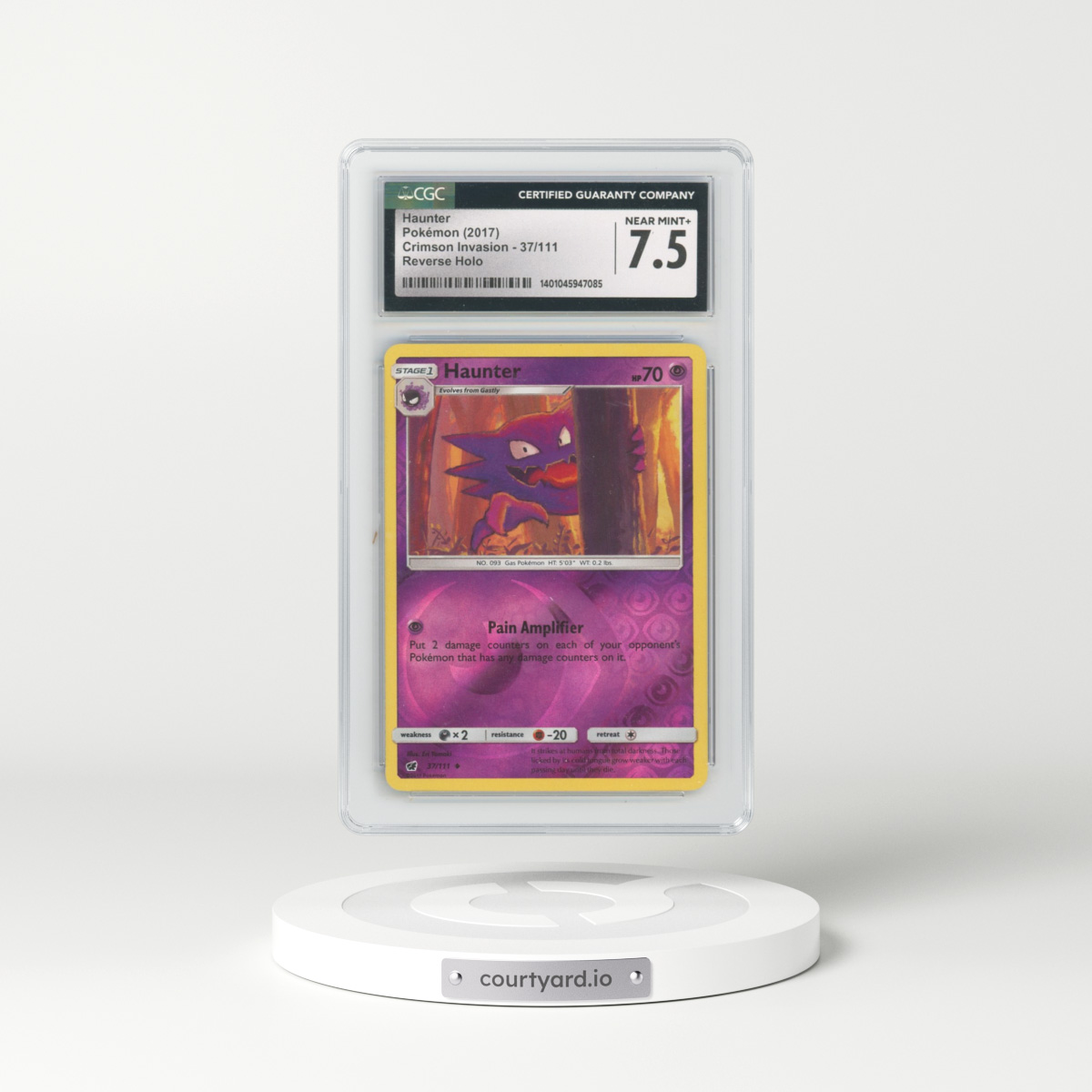 2017 Crimson Invasion #37/111 Haunter - Reverse Holo (CGC 7.5 NM+)