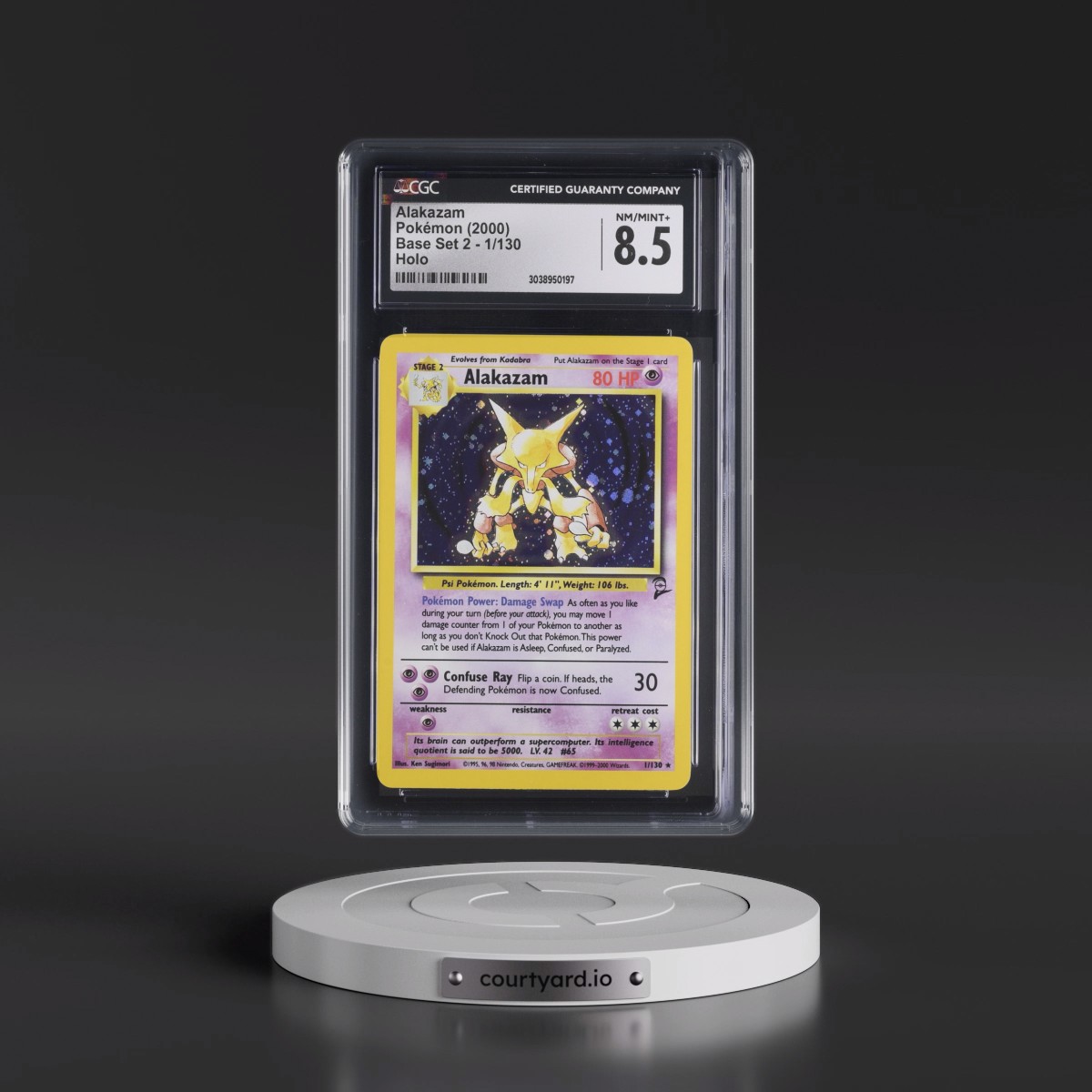 2000 Base Set 2 #1/130 Alakazam - Holo (CGC 8.5 NM-MT+)