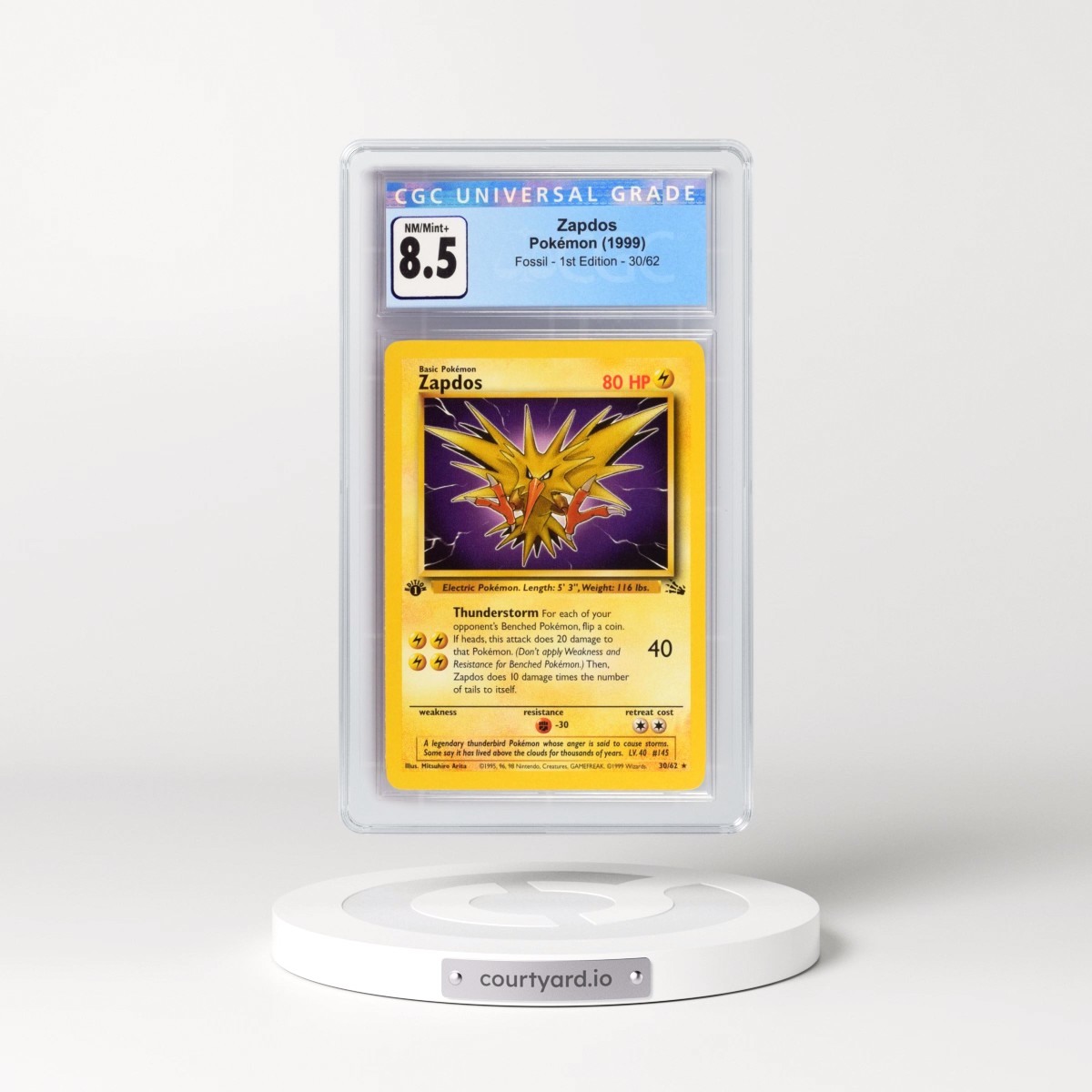 1999 Fossil #30/62 Zapdos - 1st Edition 1st Edition (CGC 8.5 NM-MT+)