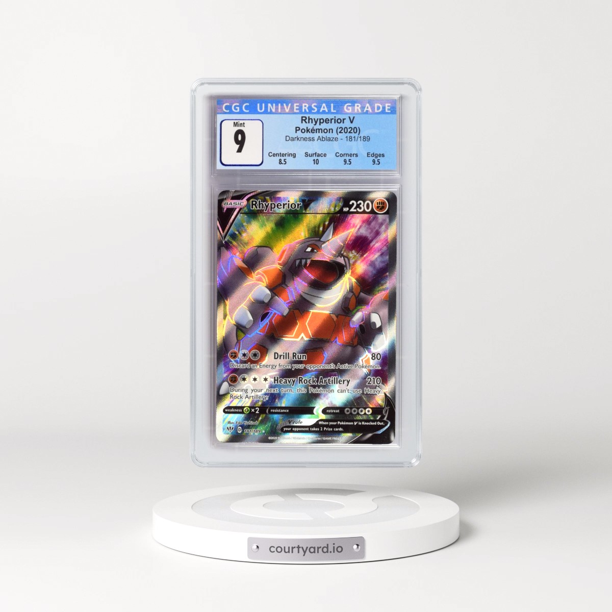 2020 Darkness Ablaze #181/189 Rhyperior V - Ultra Rare Holo (CGC 9 MINT)
