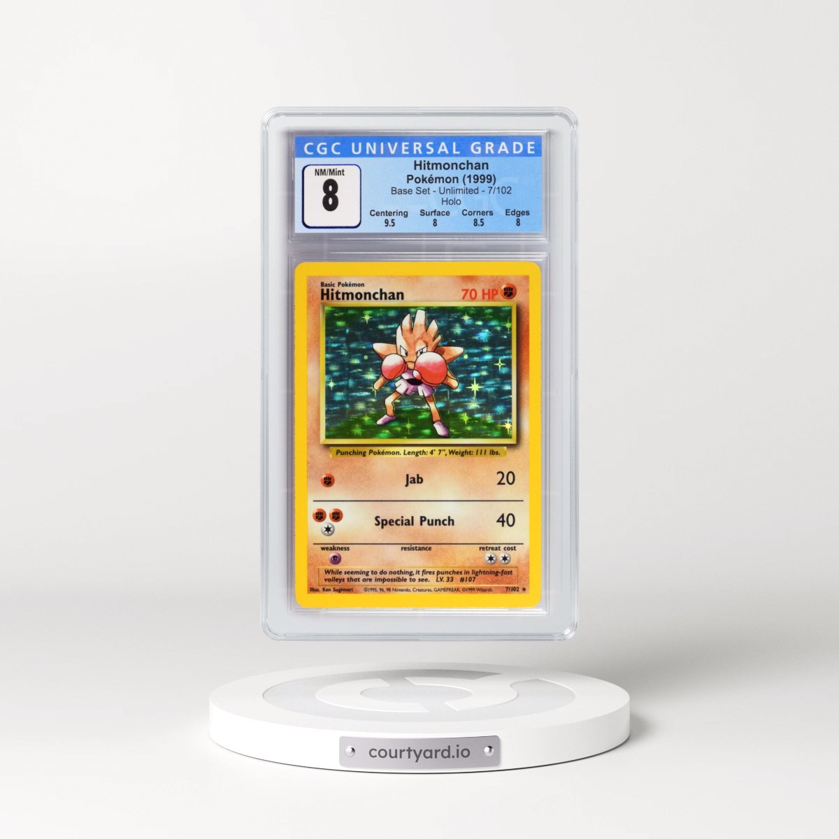 1999 Base Set #7/102 Hitmonchan - Holo (CGC 8 NM-MT)