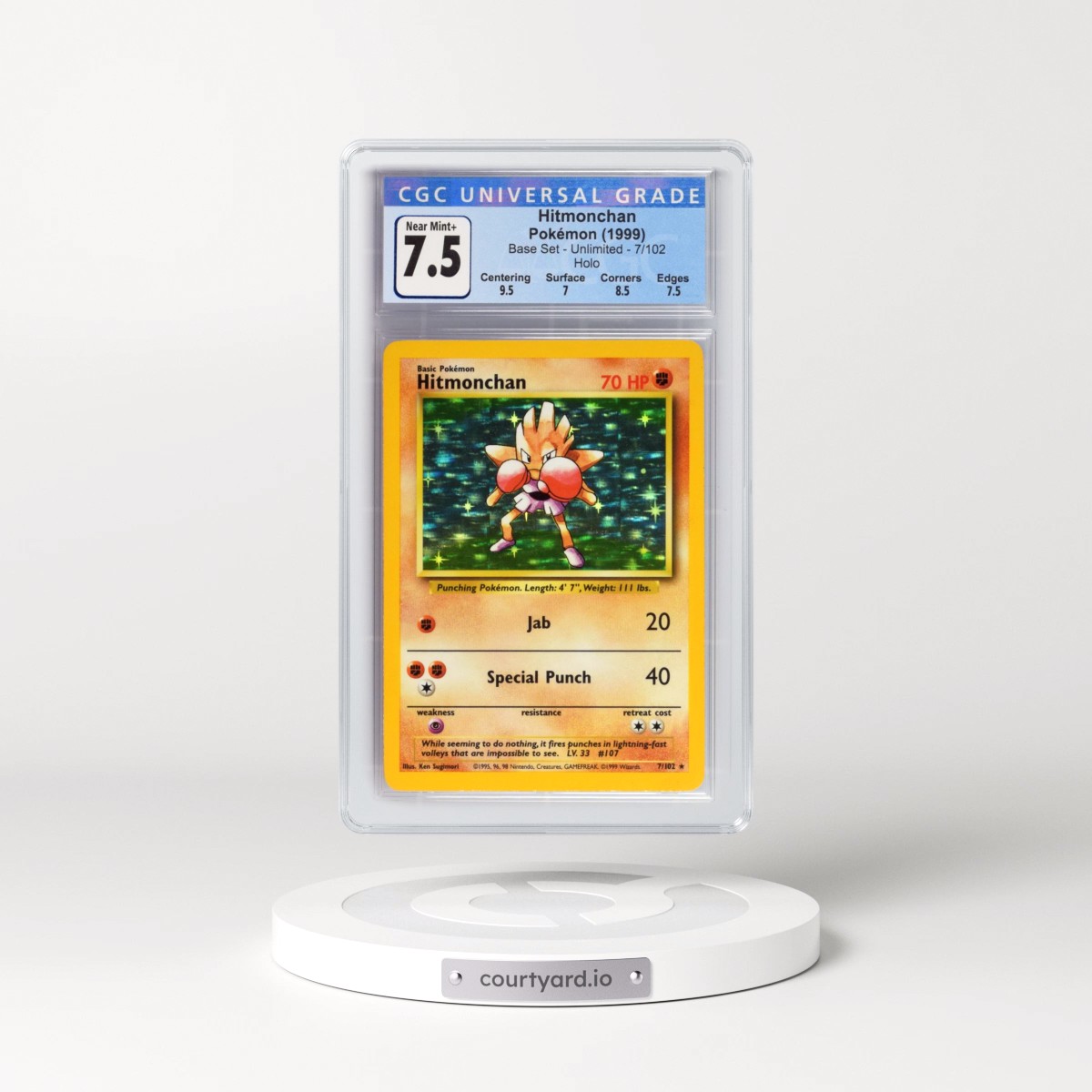 1999 Base Set #7/102 Hitmonchan - Holo (CGC 7.5 NM+)