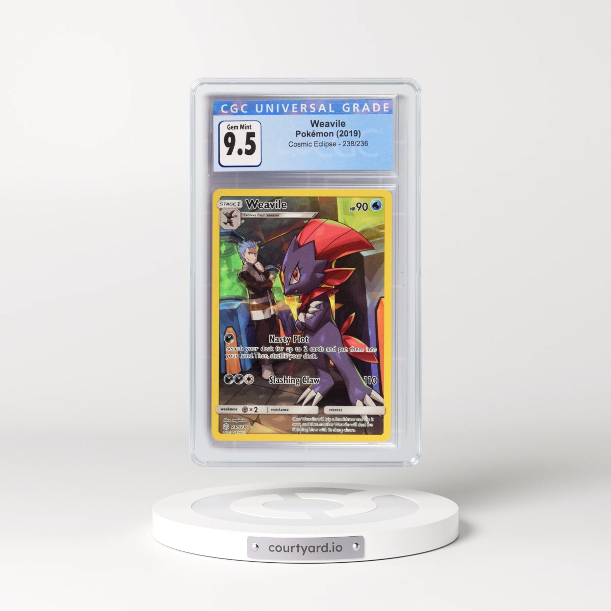 2019 Cosmic Eclipse #238/236 Weavile - Secret Rare Holo (CGC 10 GEM MINT)
