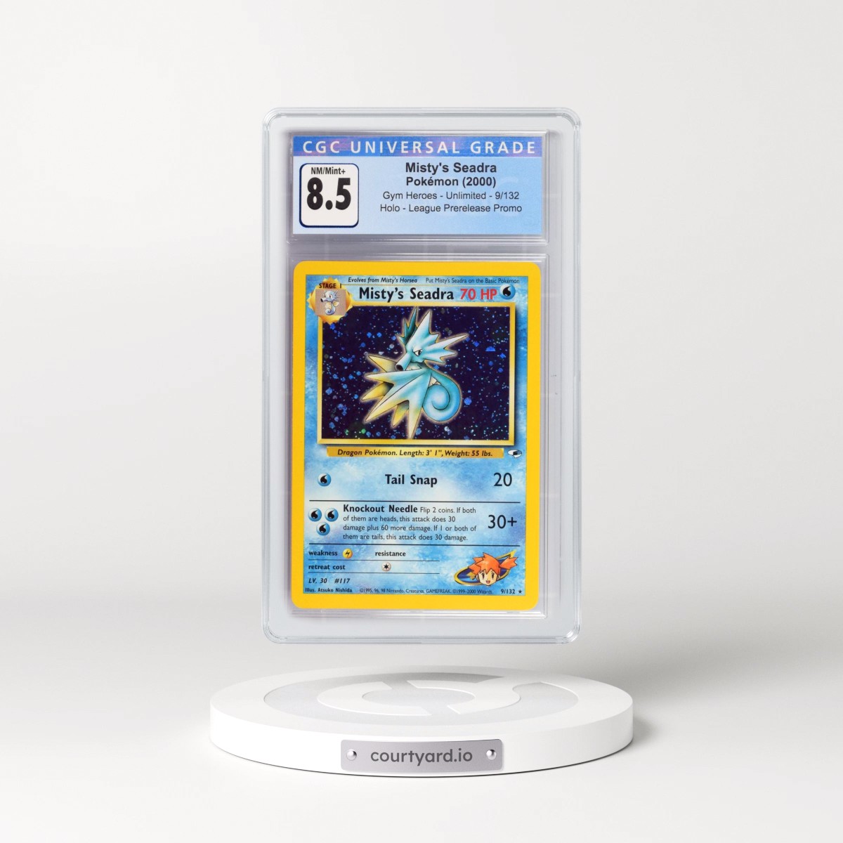 2000 Gym Heroes #9/132 Misty's Seadra - League Prerelease Promo (Holo) (CGC 8.5 NM-MT+)