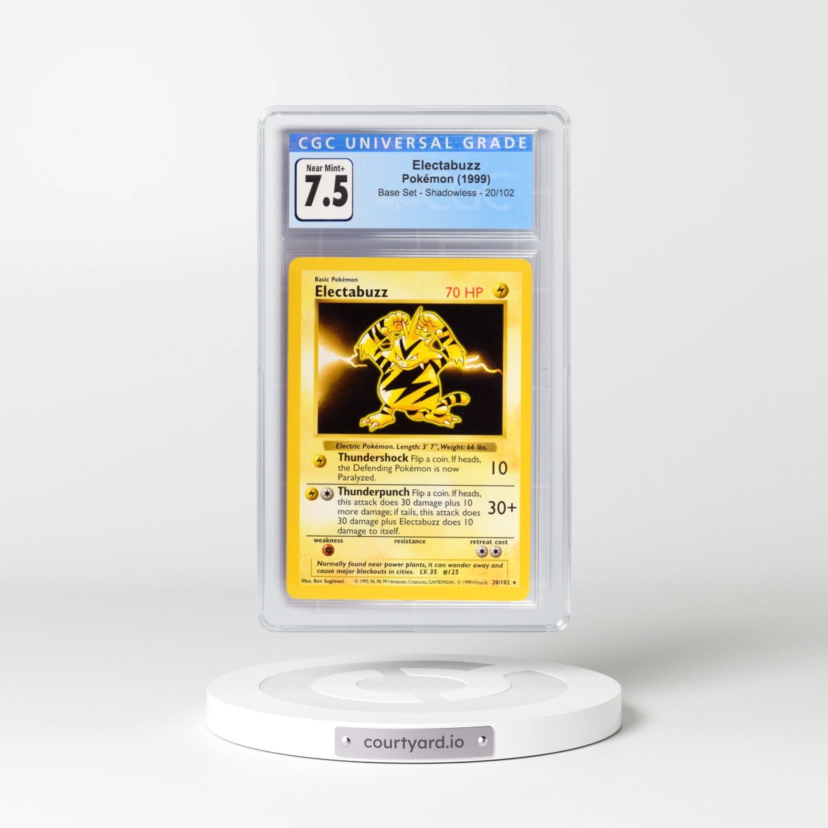 1999 Base Set #20/102 Electabuzz - Shadowless Shadowless (CGC 7.5 NM+)