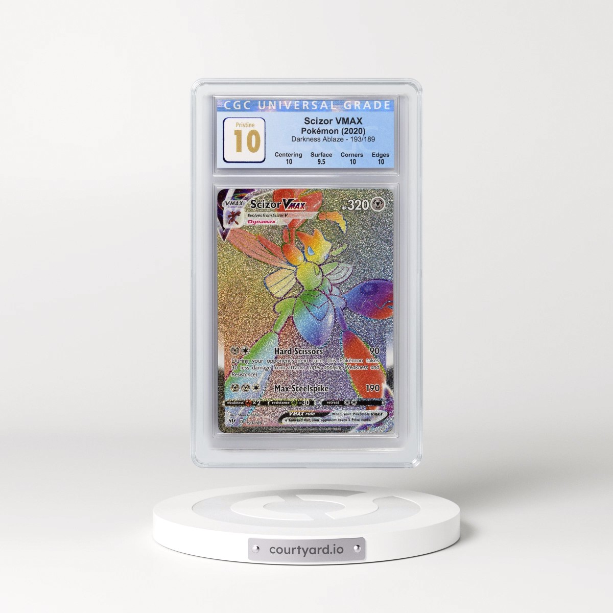 2020 Darkness Ablaze #193/189 Scizor VMAX - Rainbow Rare Holo (CGC 10 PRISTINE)
