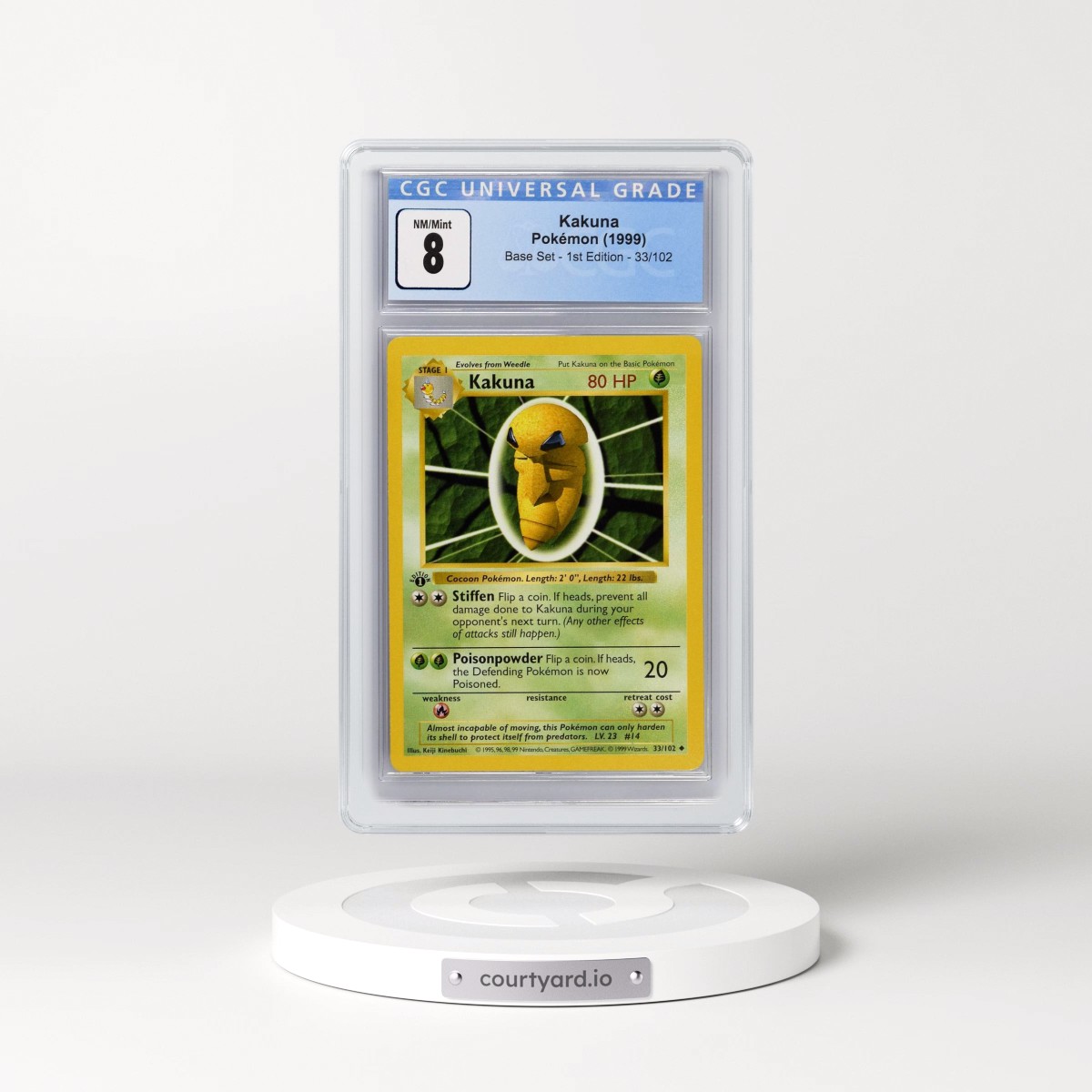 1999 Base Set #33/102 Kakuna - 1st Edition 1st Edition (CGC 8 NM-MT)