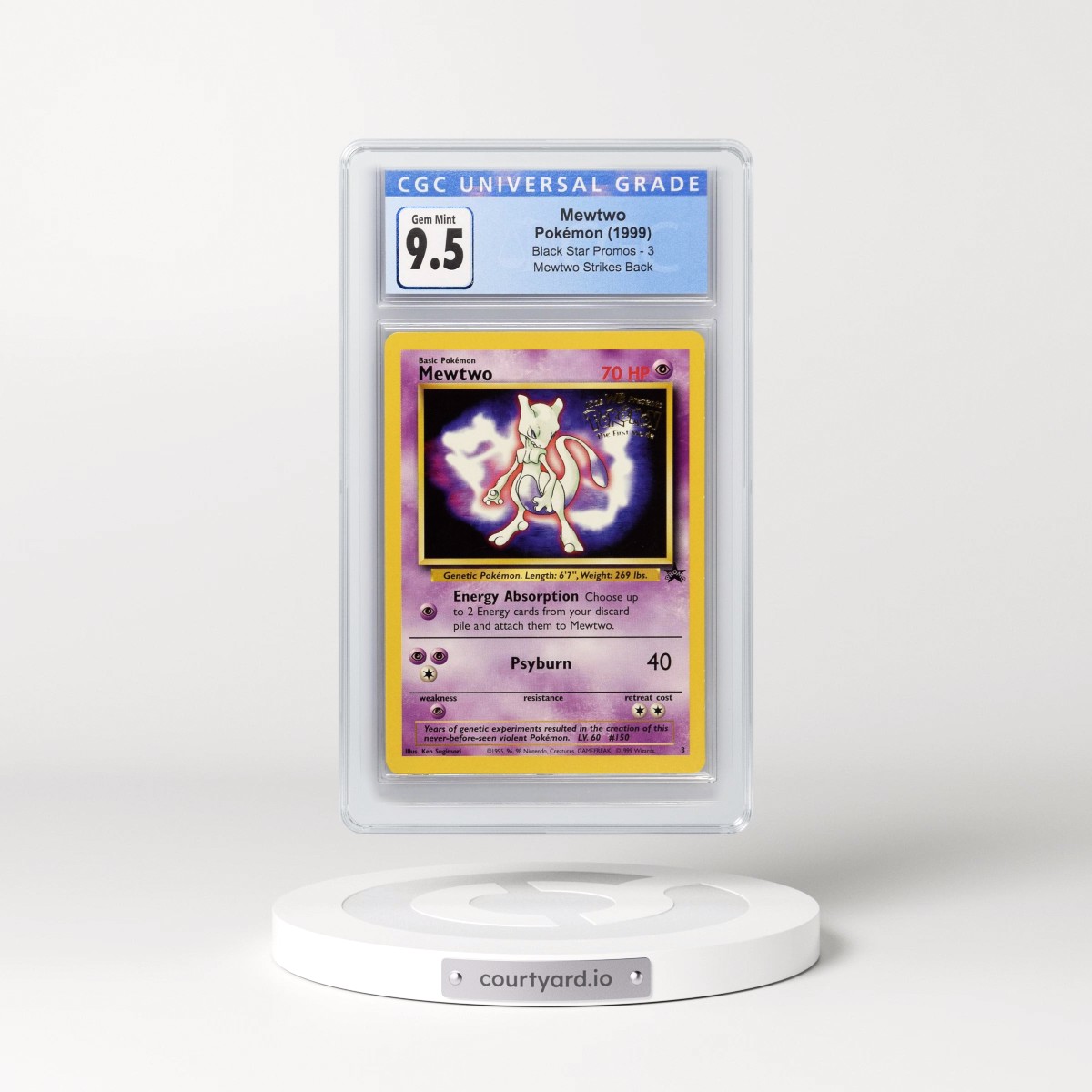 1999 Black Star Promos #3 Mewtwo - Mewtwo Strikes Back (CGC 10 GEM MINT)