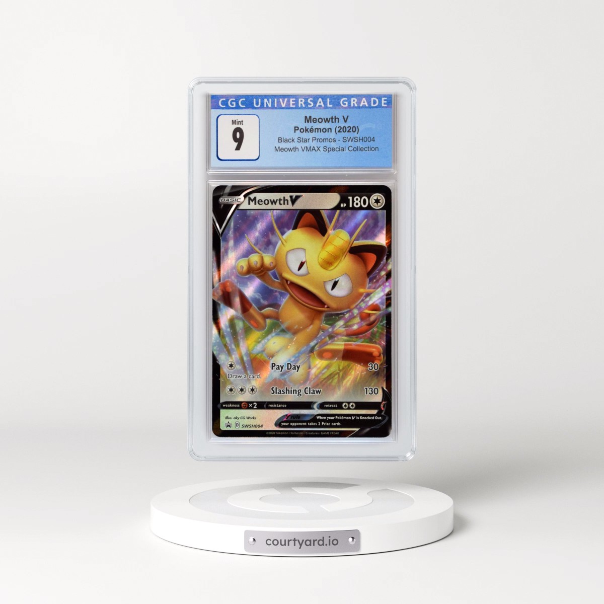 2020 Pokémon Swsh Black Star Promo #004 Meowth V - Holo Meowth Vmax Special Collection (CGC 9 MINT)