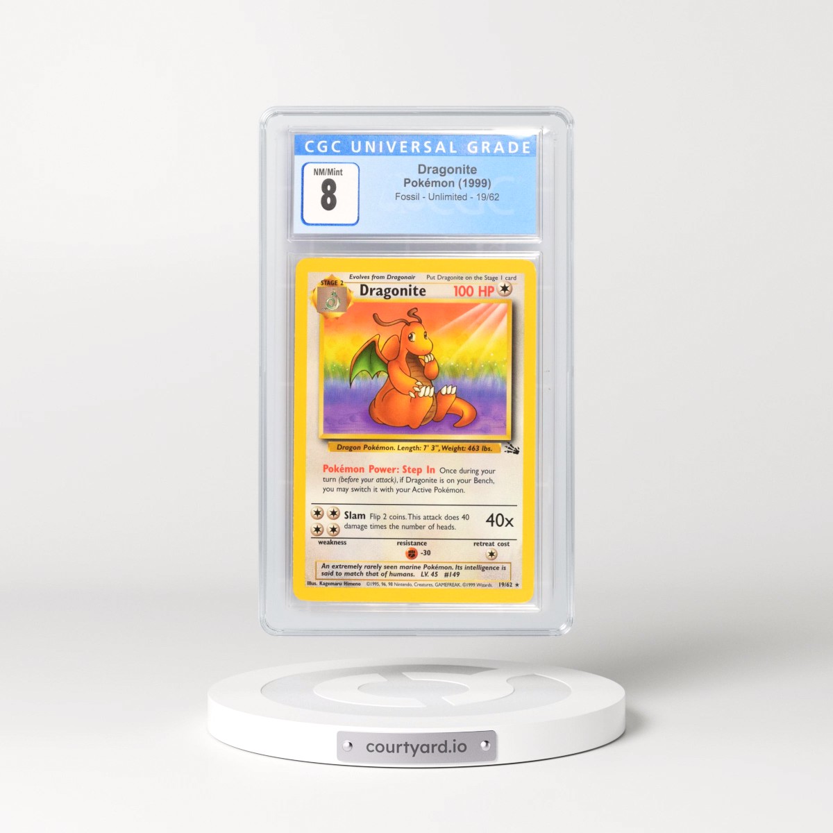 1999 Fossil #19/62 Dragonite (CGC 8 NM-MT)