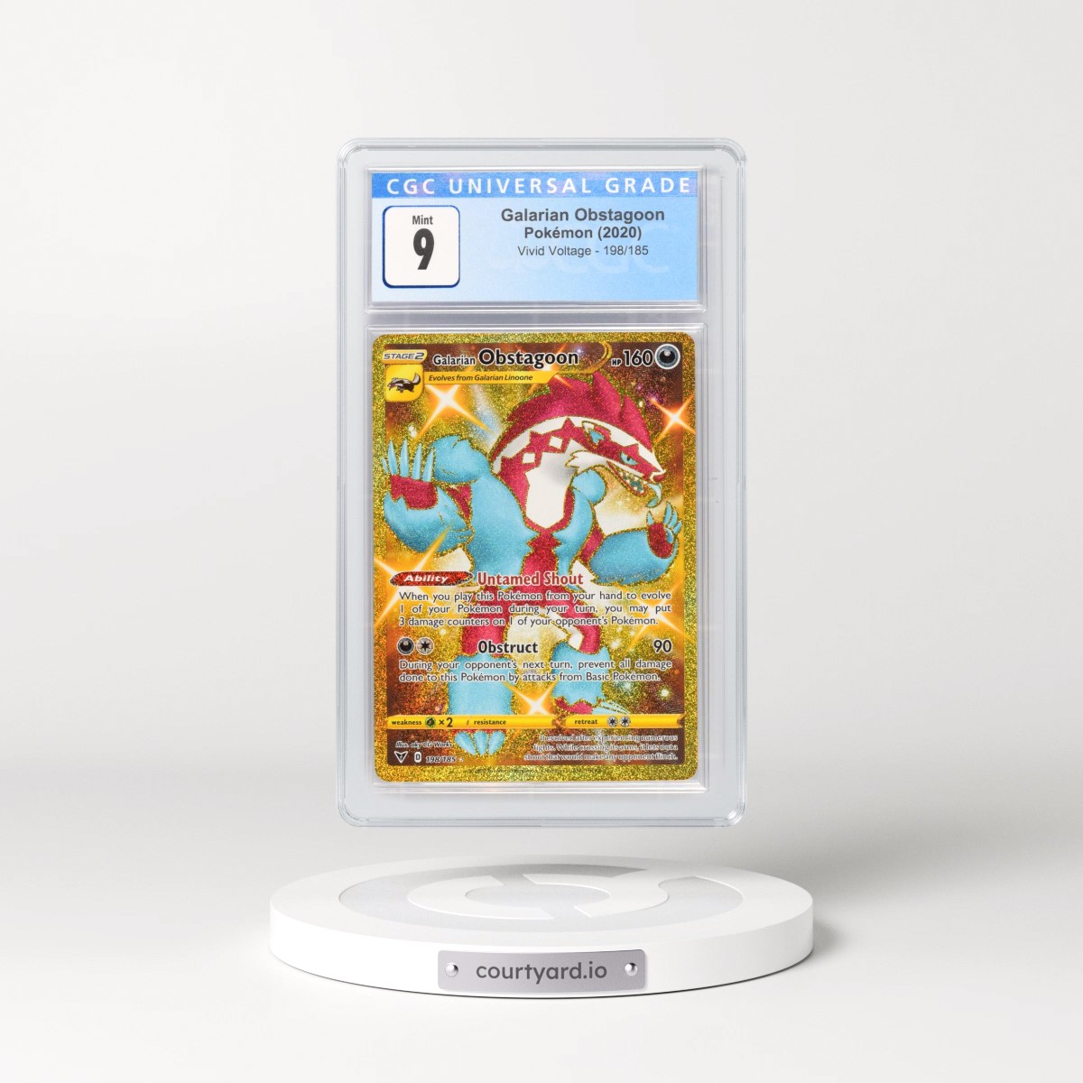 2020 Vivid Voltage #198/185 Galarian Obstagoon - Secret Rare Holo (CGC 9 MINT)