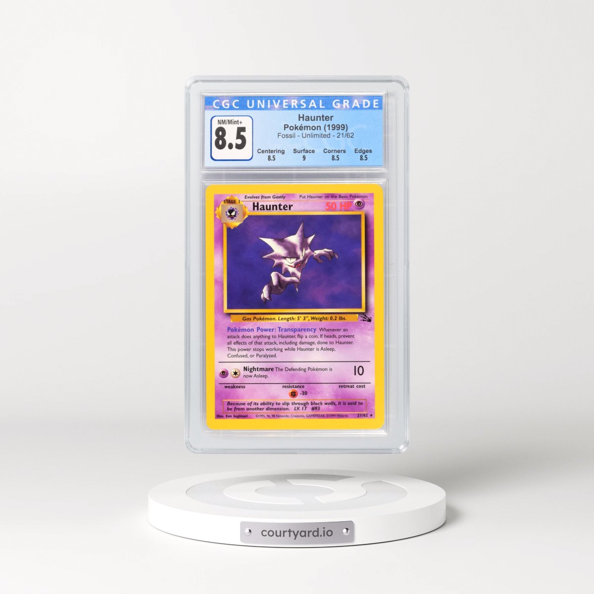 1999 Fossil #21/62 Haunter (CGC 8.5 NM-MT+)