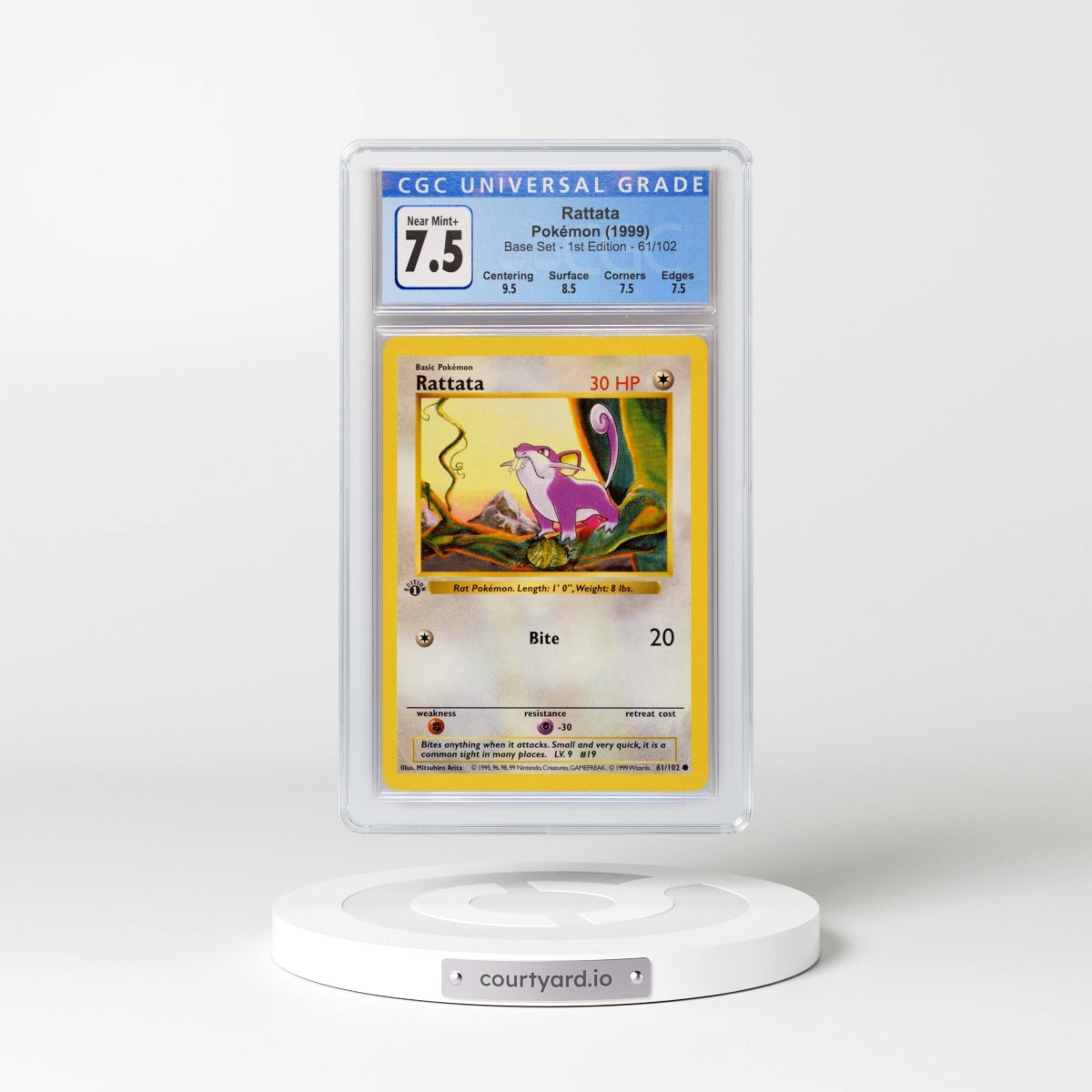 1999 Base Set #61/102 Rattata - 1st Edition 1st Edition (CGC 7.5 NM+)