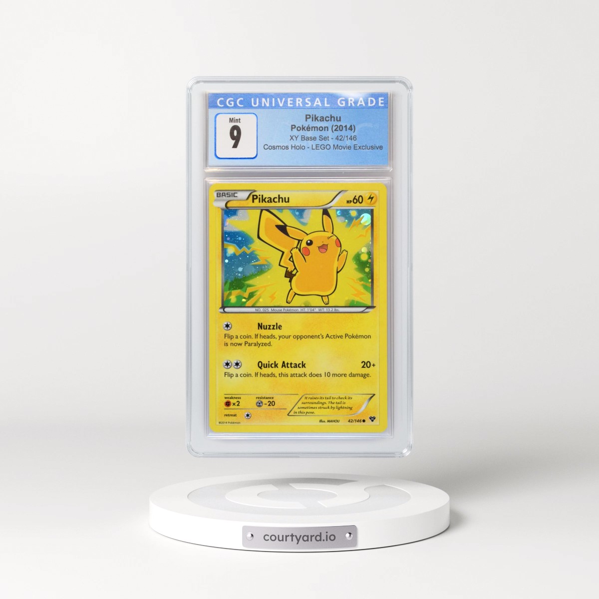2014 XY #42/146 Pikachu - The LEGO Movie Theatrical Release (Cosmos Holo) (CGC 9 MINT)