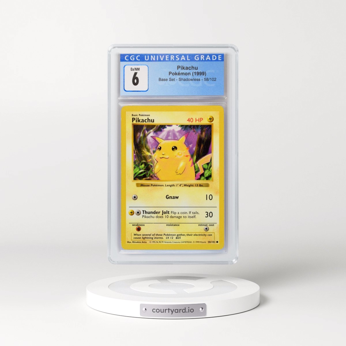 1999 Base Set #58/102 Pikachu - Shadowless Shadowless (CGC 6 EX-NM)