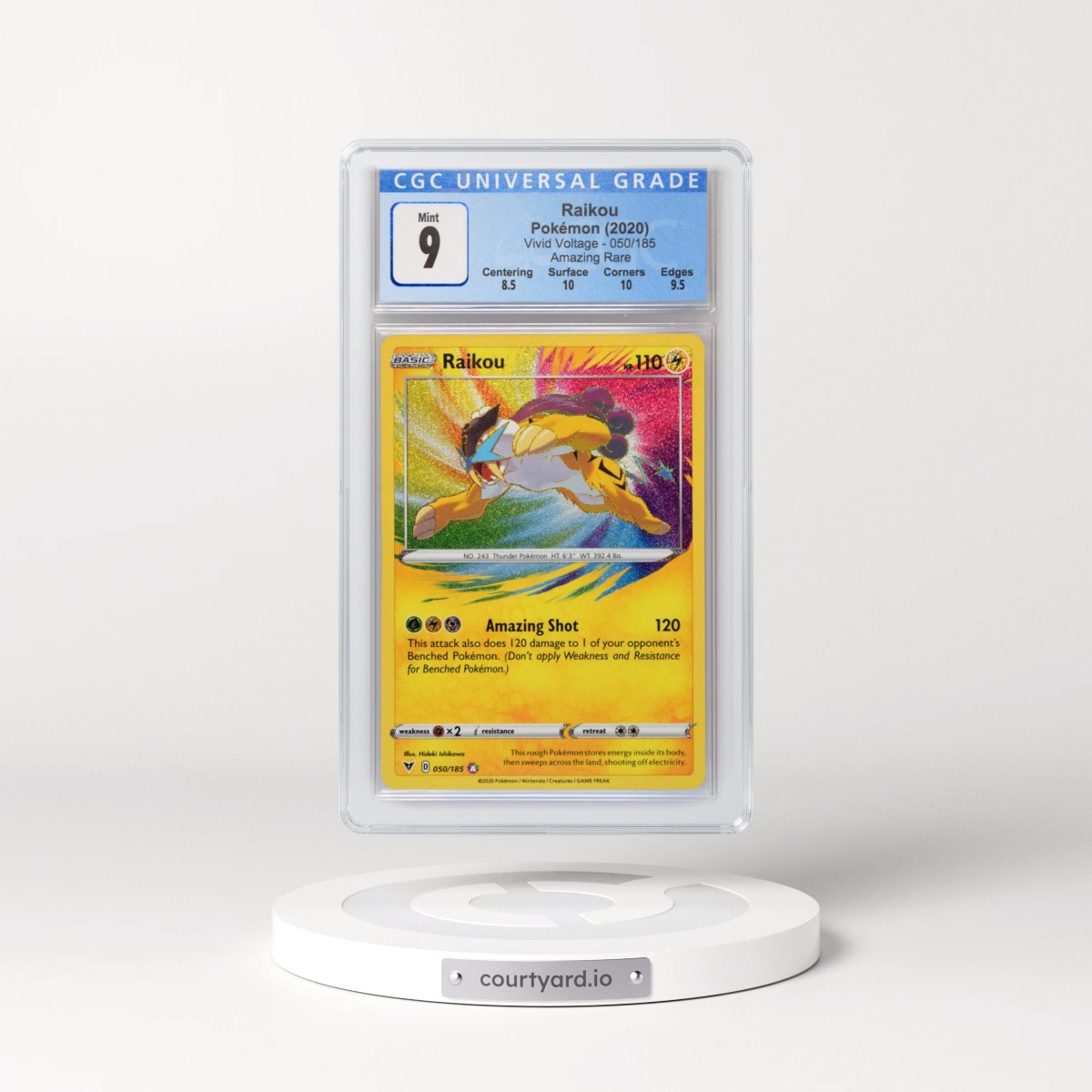 2020 Vivid Voltage #050/185 Raikou - Amazing Rare Holo (CGC 9 MINT)