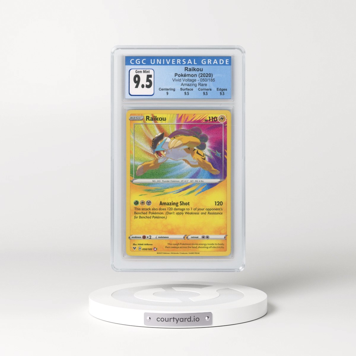 2020 Vivid Voltage #050/185 Raikou - Amazing Rare Holo (CGC 10 GEM MINT)