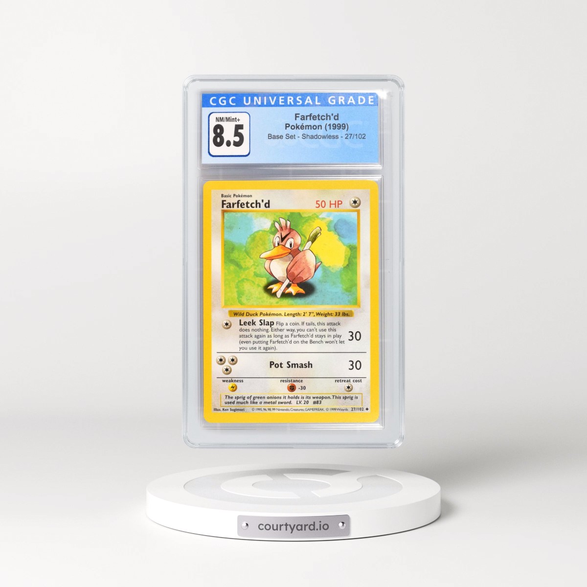 1999 Base Set #27/102 Farfetch'd - Shadowless Shadowless (CGC 8.5 NM-MT+)
