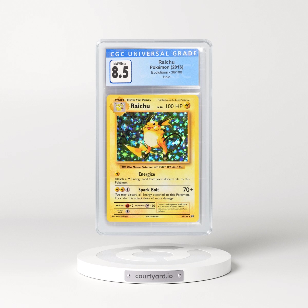 2016 Evolutions #36/108 Raichu - Holo (CGC 8.5 NM-MT+)
