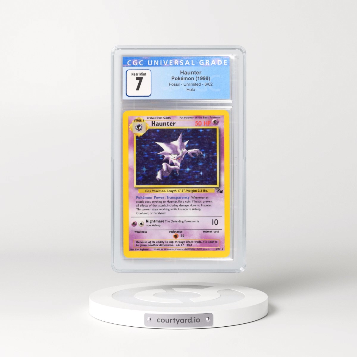 1999 Fossil #6/62 Haunter - Galaxy Star Holo (CGC 7 NM)