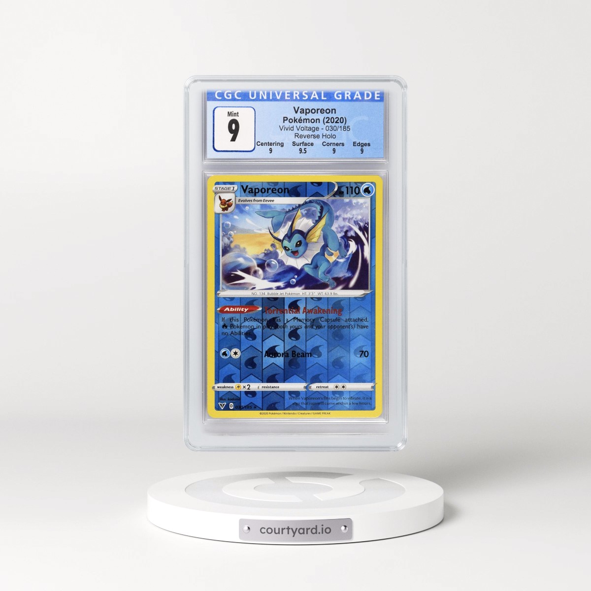 2020 Vivid Voltage #030/185 Vaporeon - Reverse Holo (CGC 9 MINT)