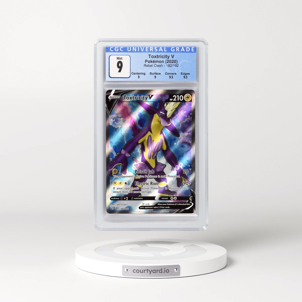 2020 Rebel Clash #182/192 Toxtricity V - Ultra Rare Holo (CGC 9 MINT)