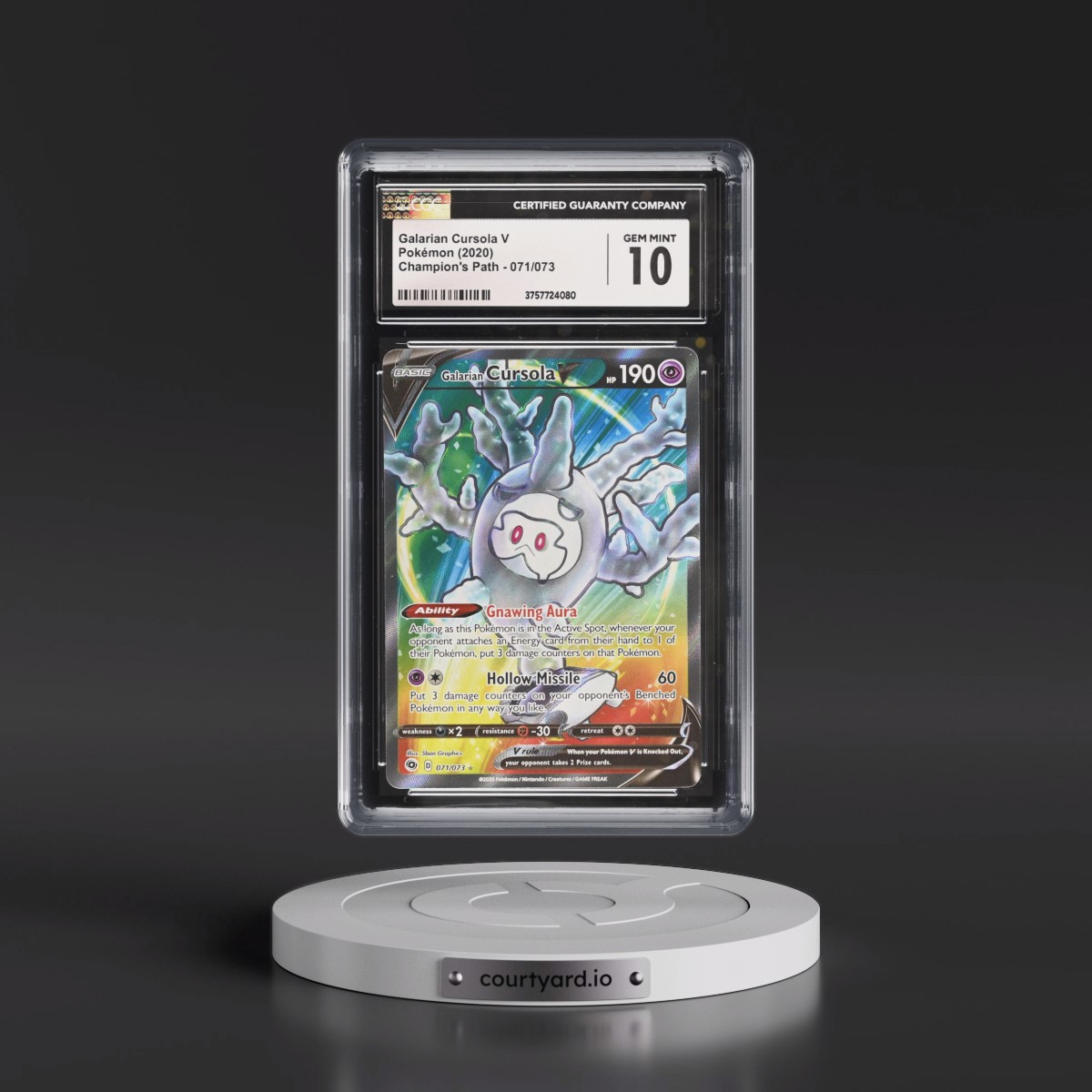 2020 Champion's Path #071/073 Galarian Cursola V - Ultra Rare Holo (CGC 10 GEM MINT)