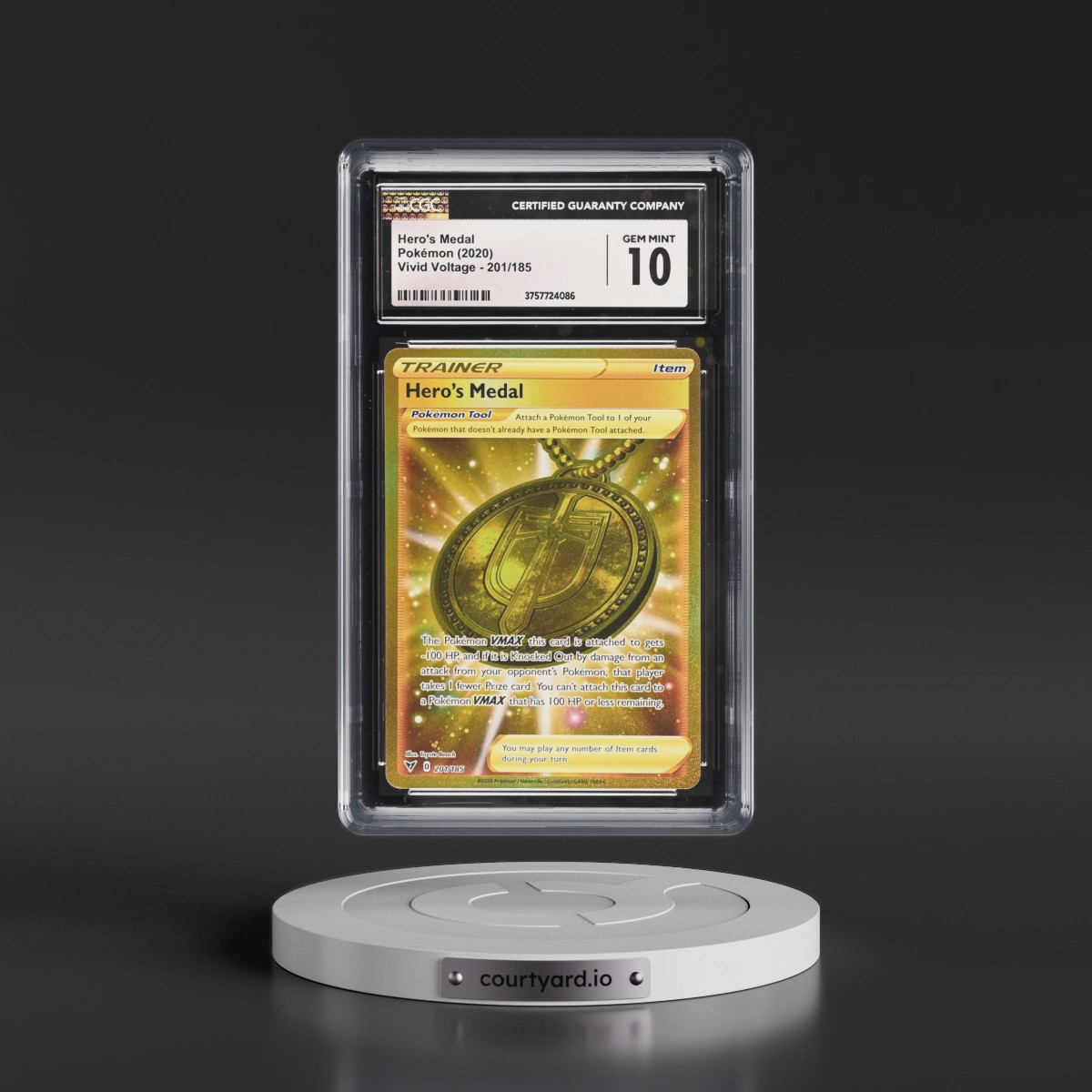 2020 Vivid Voltage #201/185 Hero's Medal - Secret Rare Holo (CGC 10 GEM MINT)