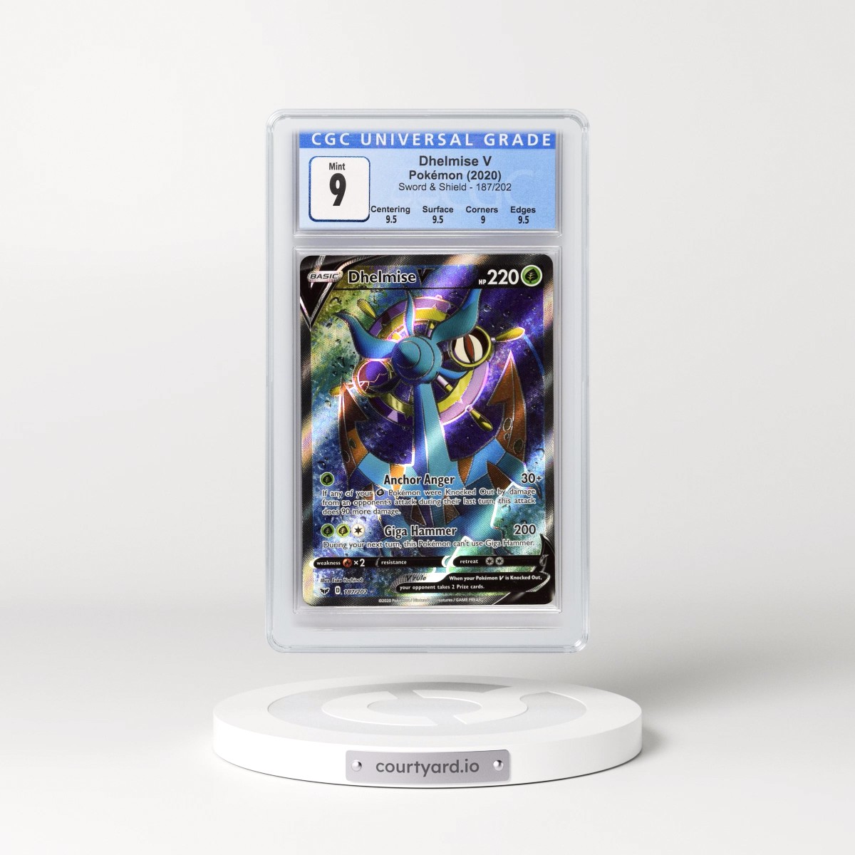 2020 Sword & Shield #187/202 Dhelmise V - Ultra Rare Holo (CGC 10 GEM MINT)