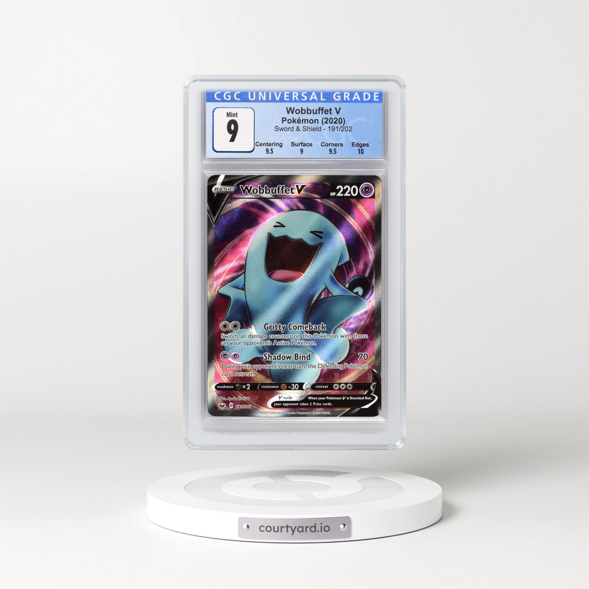 2020 Sword & Shield #191/202 Wobbuffet V - Ultra Rare Holo (CGC 10 GEM MINT)