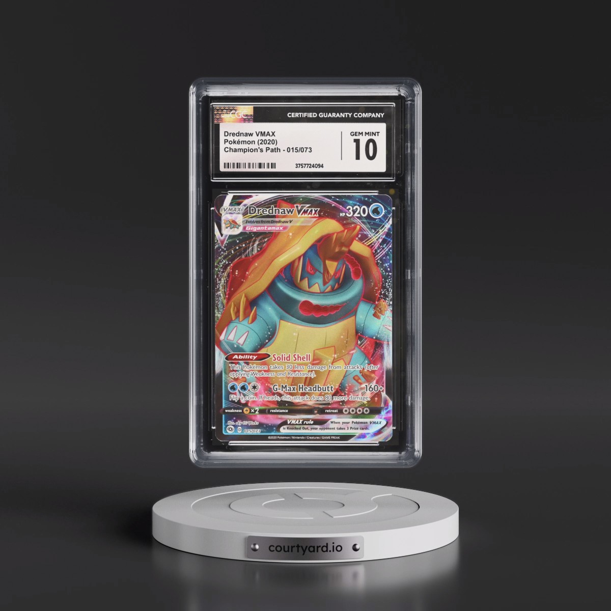 2020 Champion's Path #015/073 Drednaw VMAX - Holo (CGC 10 GEM MINT)