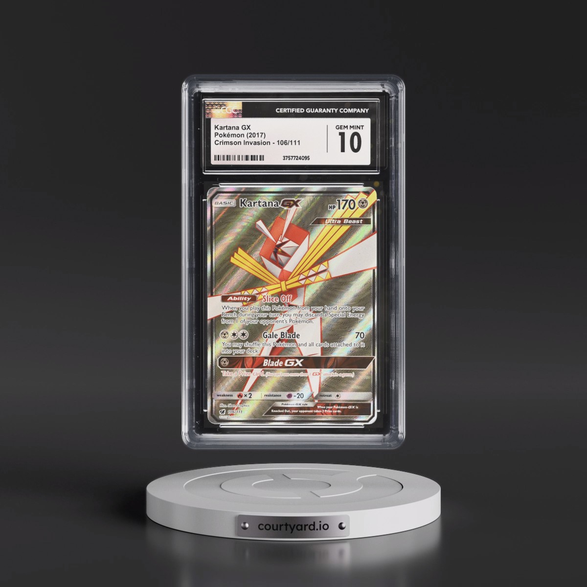 2017 Crimson Invasion #106/111 Kartana GX - Ultra Rare Holo (CGC 10 GEM MINT)