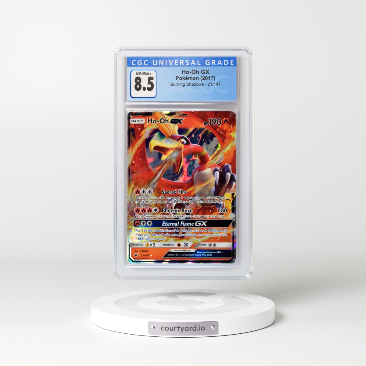 2017 Burning Shadows #21/147 Ho-Oh GX - Holo (CGC 8.5 NM-MT+)