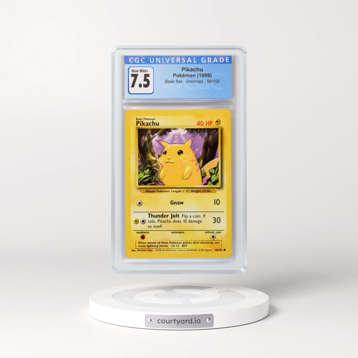 1999 Base Set #58/102 Pikachu - Yellow Cheeks (CGC 7.5 NM+)