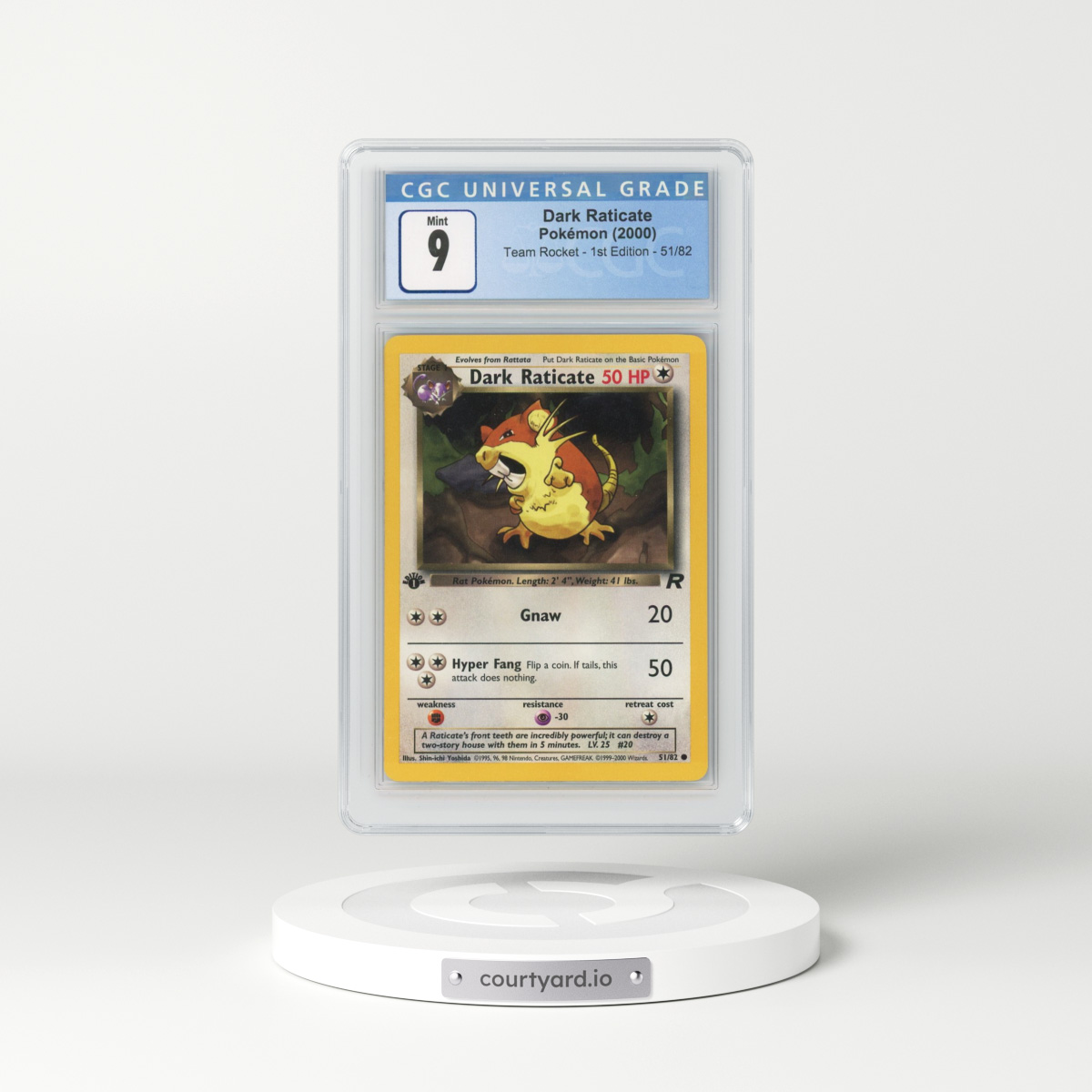 2000 Team Rocket #51/82 Dark Raticate - 1st Edition 1st Edition (CGC 9 MINT)