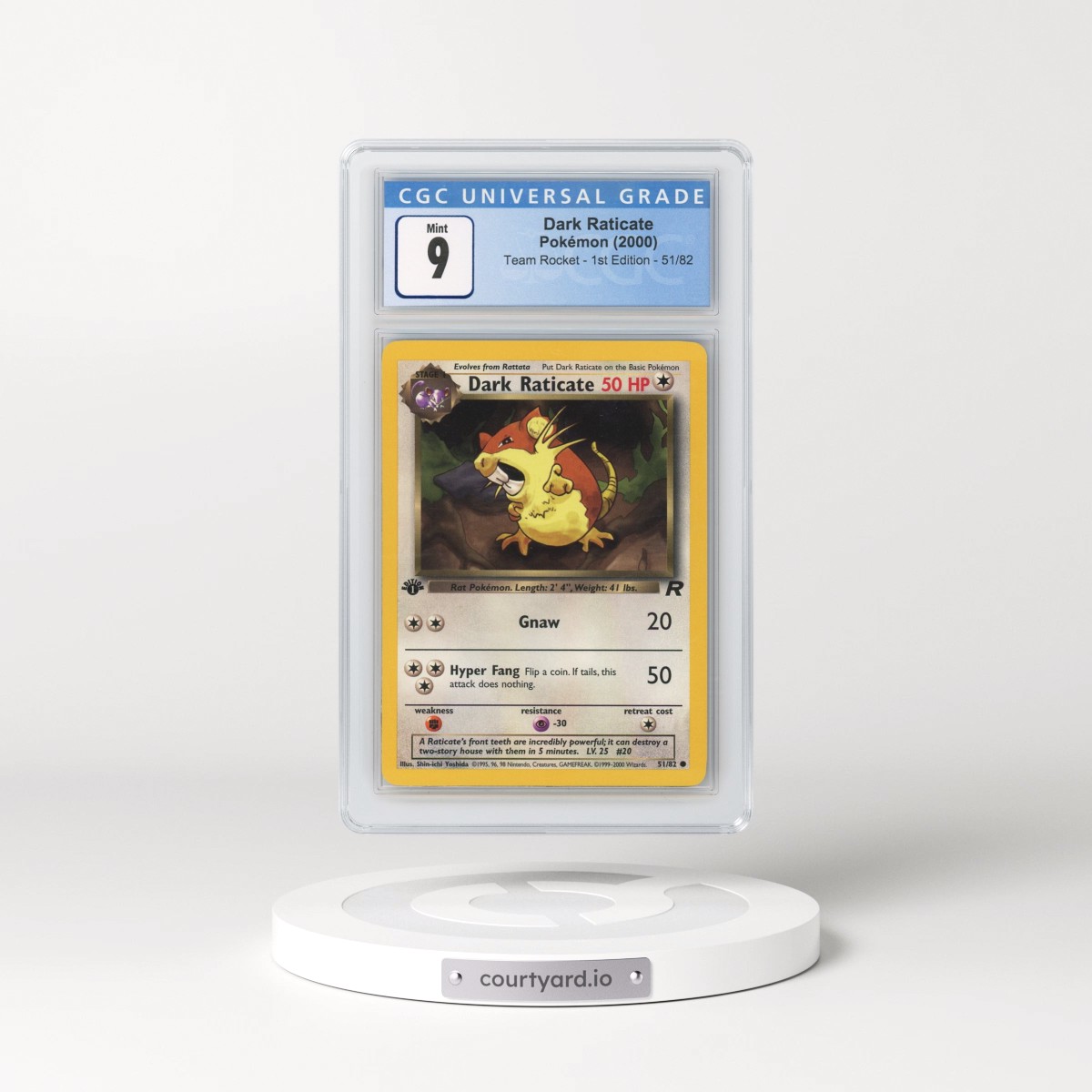 2000 Team Rocket #51/82 Dark Raticate - 1st Edition 1st Edition (CGC 9 MINT)