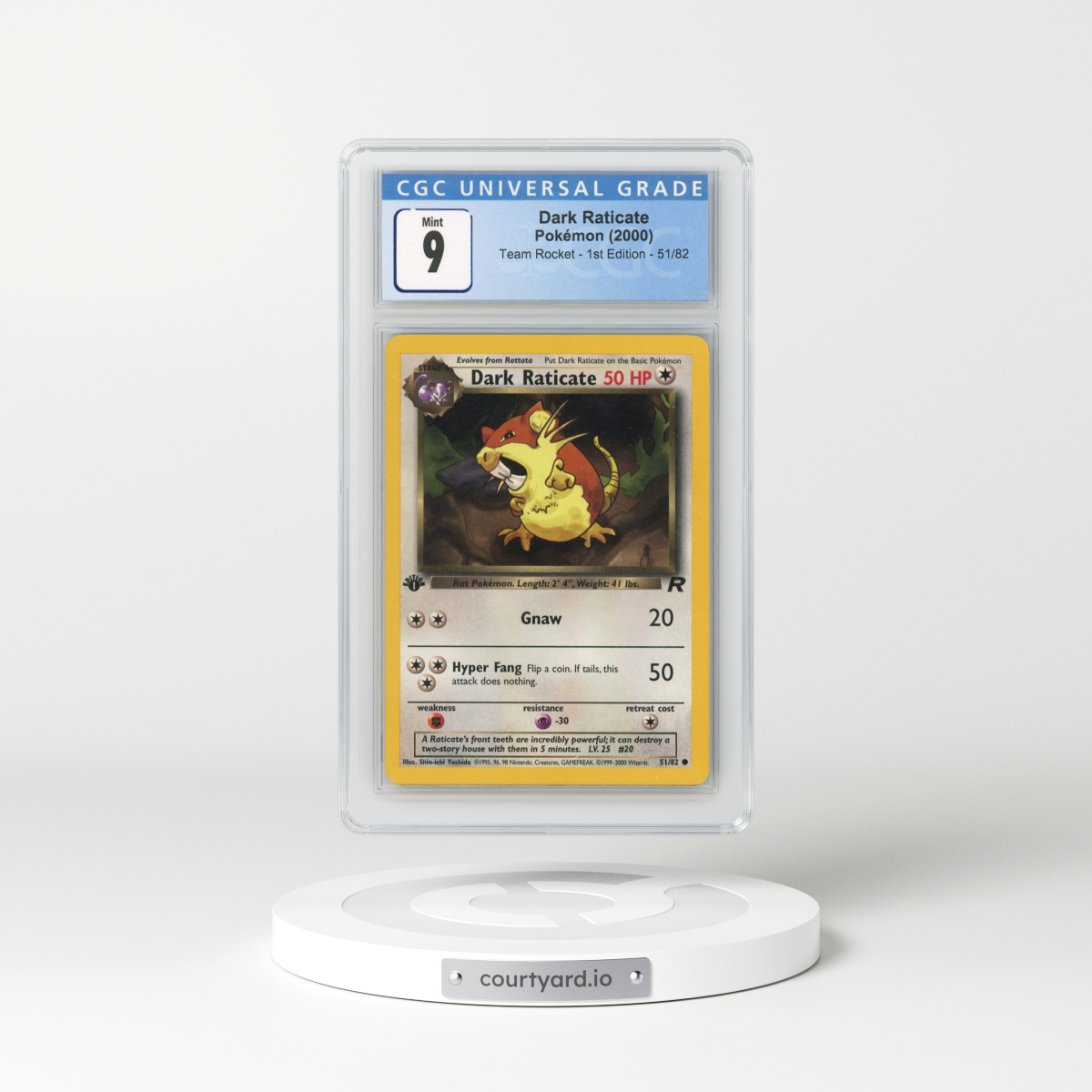 2000 Team Rocket #51/82 Dark Raticate - 1st Edition 1st Edition (CGC 9 MINT)