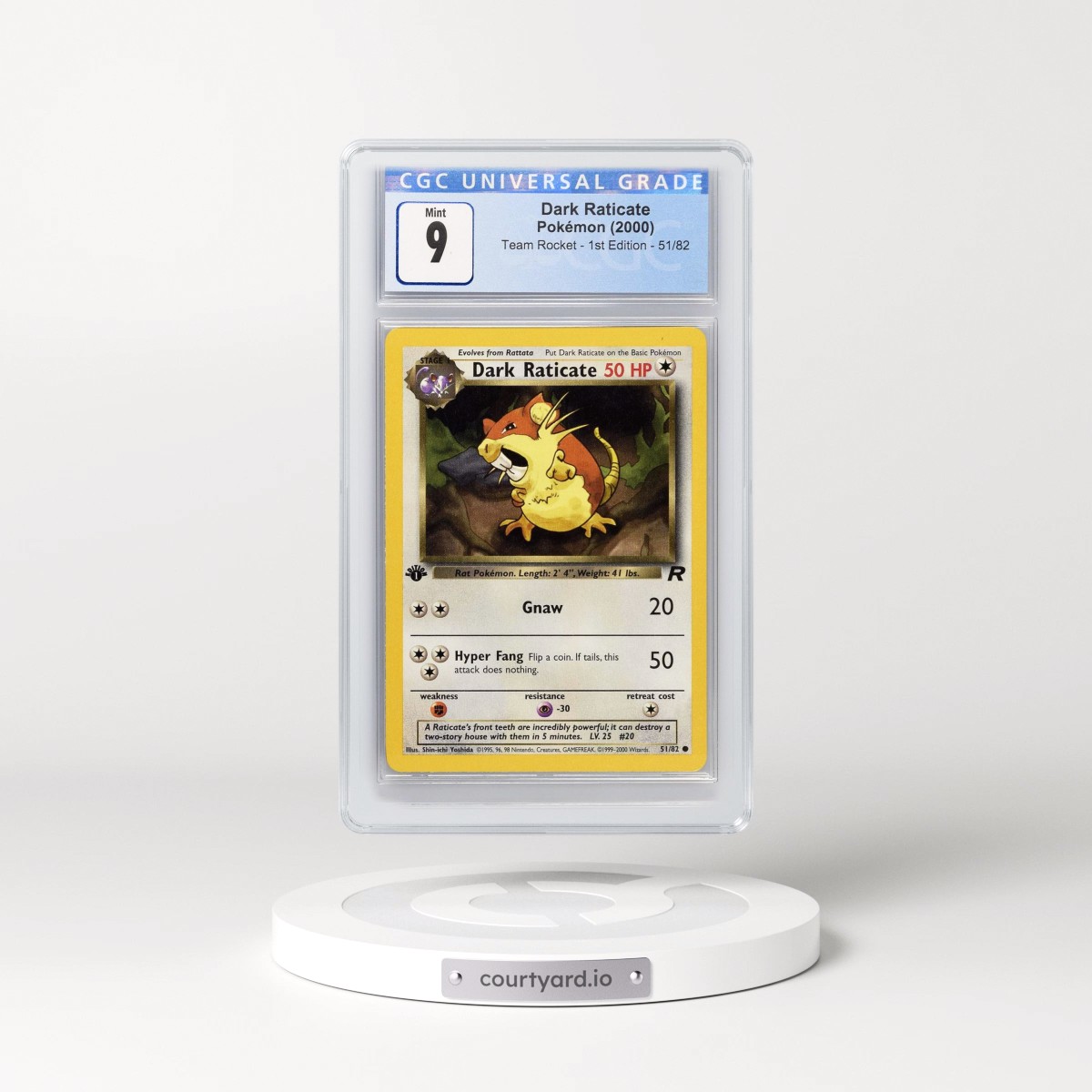 2000 Team Rocket #51/82 Dark Raticate - 1st Edition 1st Edition (CGC 9 MINT)