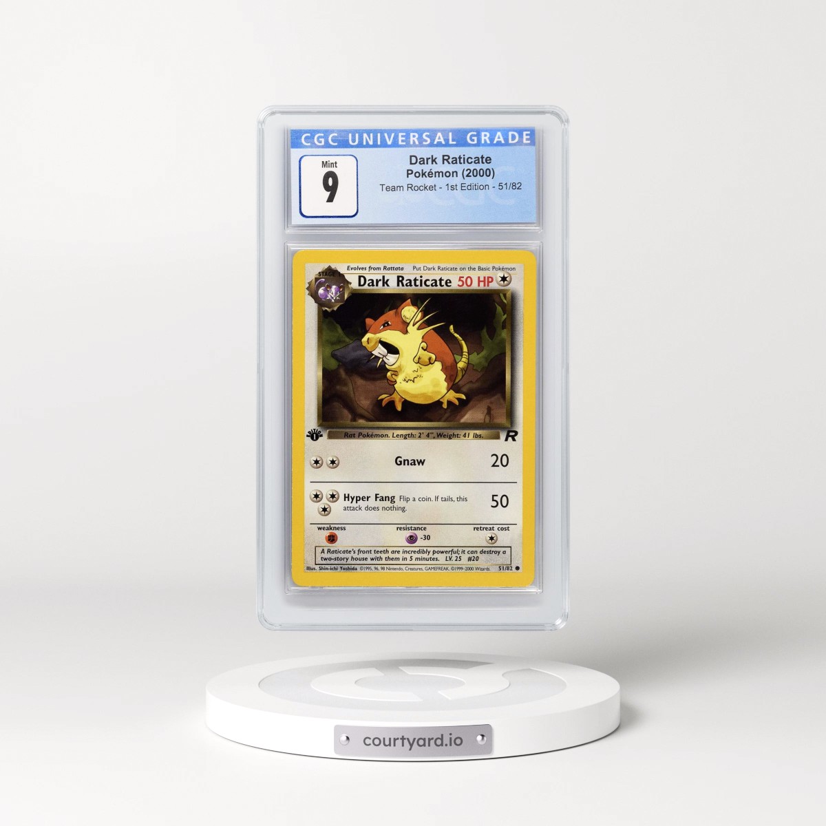 2000 Team Rocket #51/82 Dark Raticate - 1st Edition 1st Edition (CGC 9 MINT)