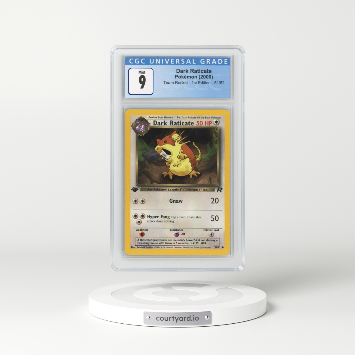 2000 Team Rocket #51/82 Dark Raticate - 1st Edition 1st Edition (CGC 9 MINT)