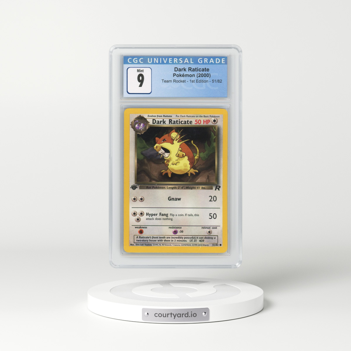 2000 Team Rocket #51/82 Dark Raticate - 1st Edition 1st Edition (CGC 9 MINT)