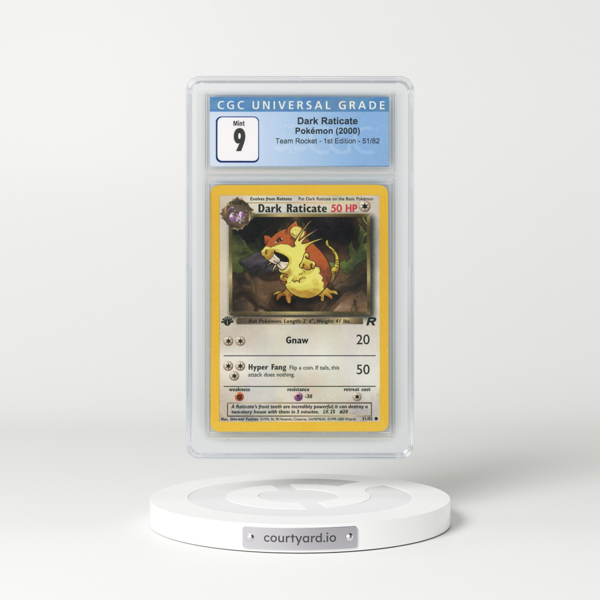 2000 Team Rocket #51/82 Dark Raticate - 1st Edition 1st Edition (CGC 9 MINT)