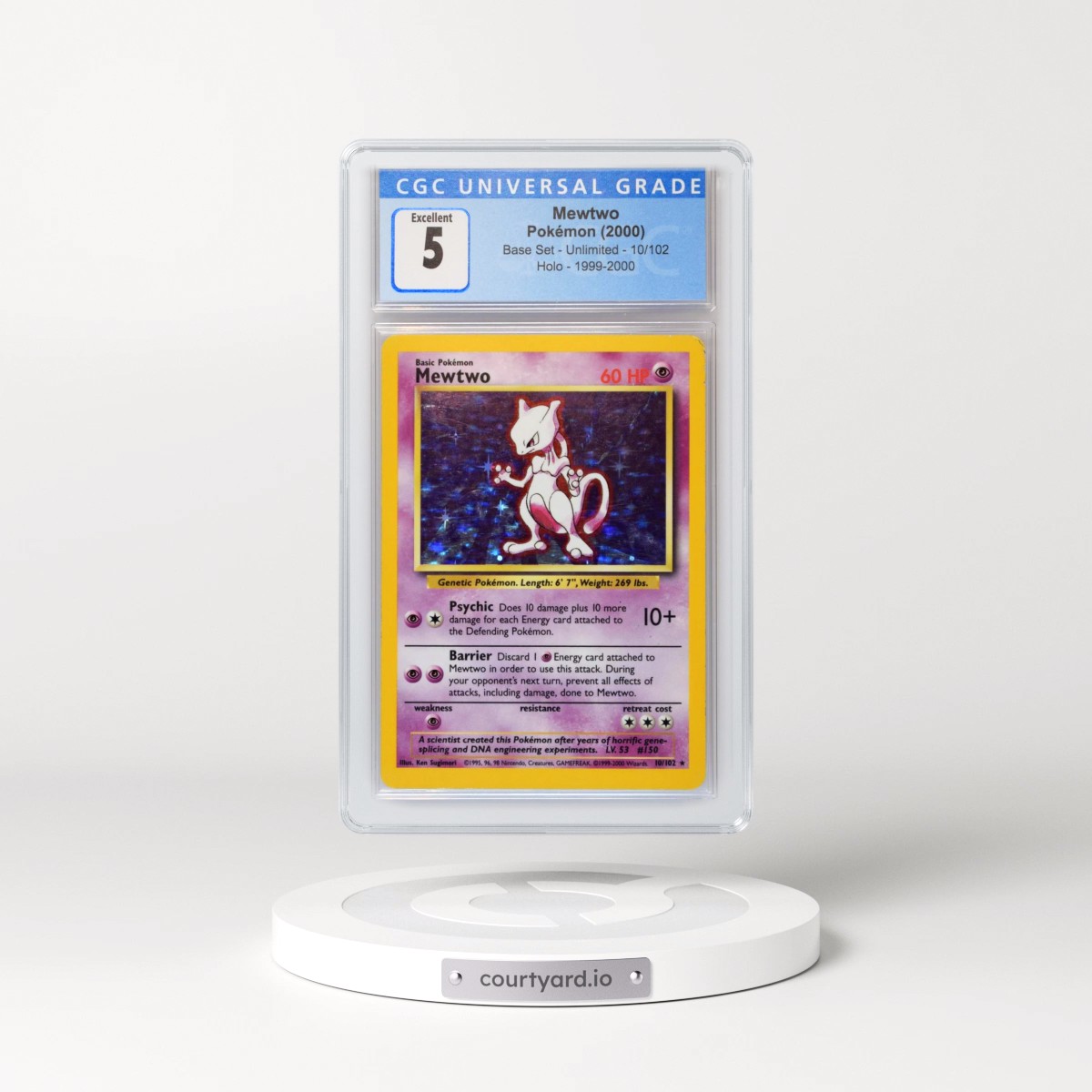 1999 Base Set #10/102 Mewtwo - 1999-2000 Holo (CGC 5 EX)