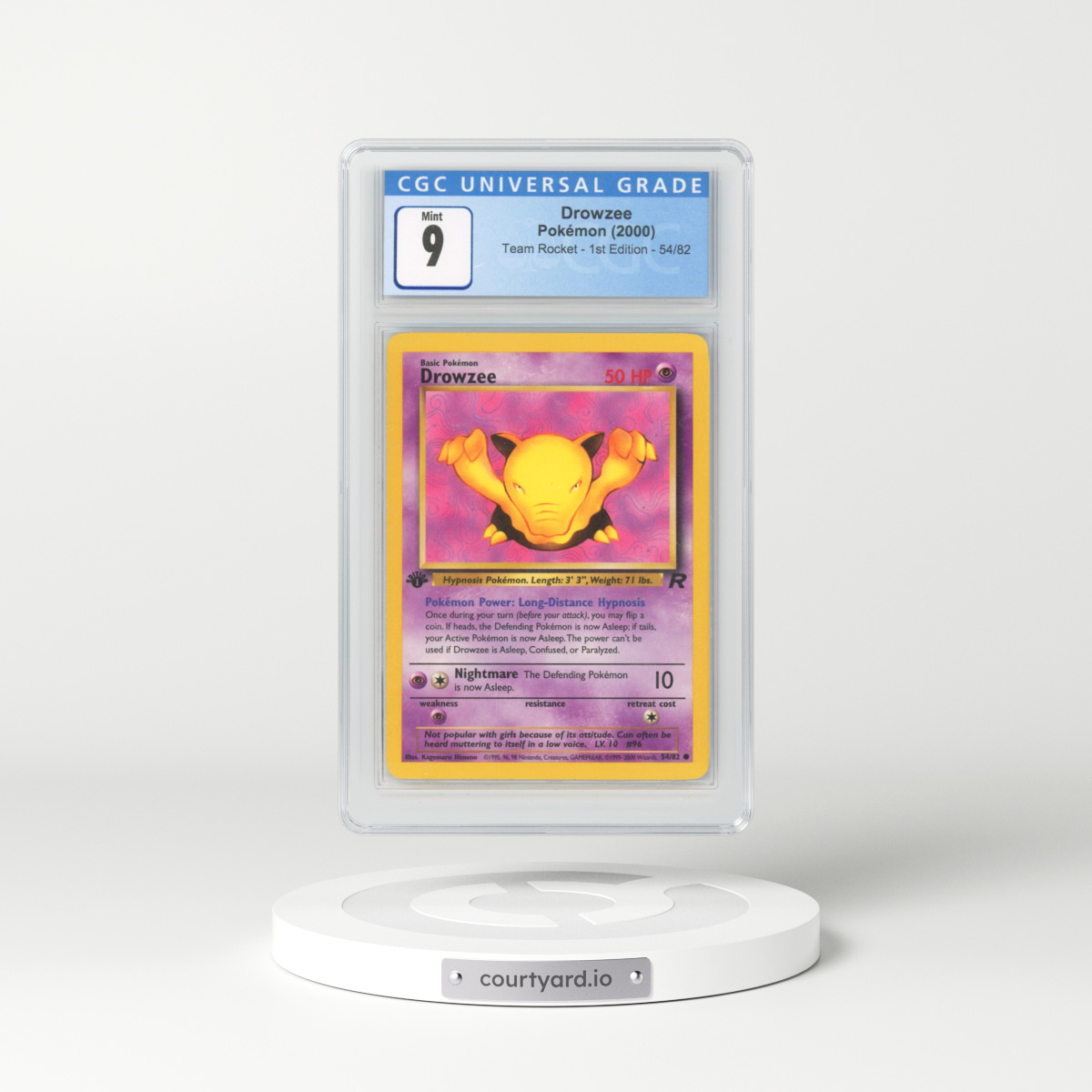 2000 Team Rocket #54/82 Drowzee - 1st Edition 1st Edition (CGC 9 MINT)