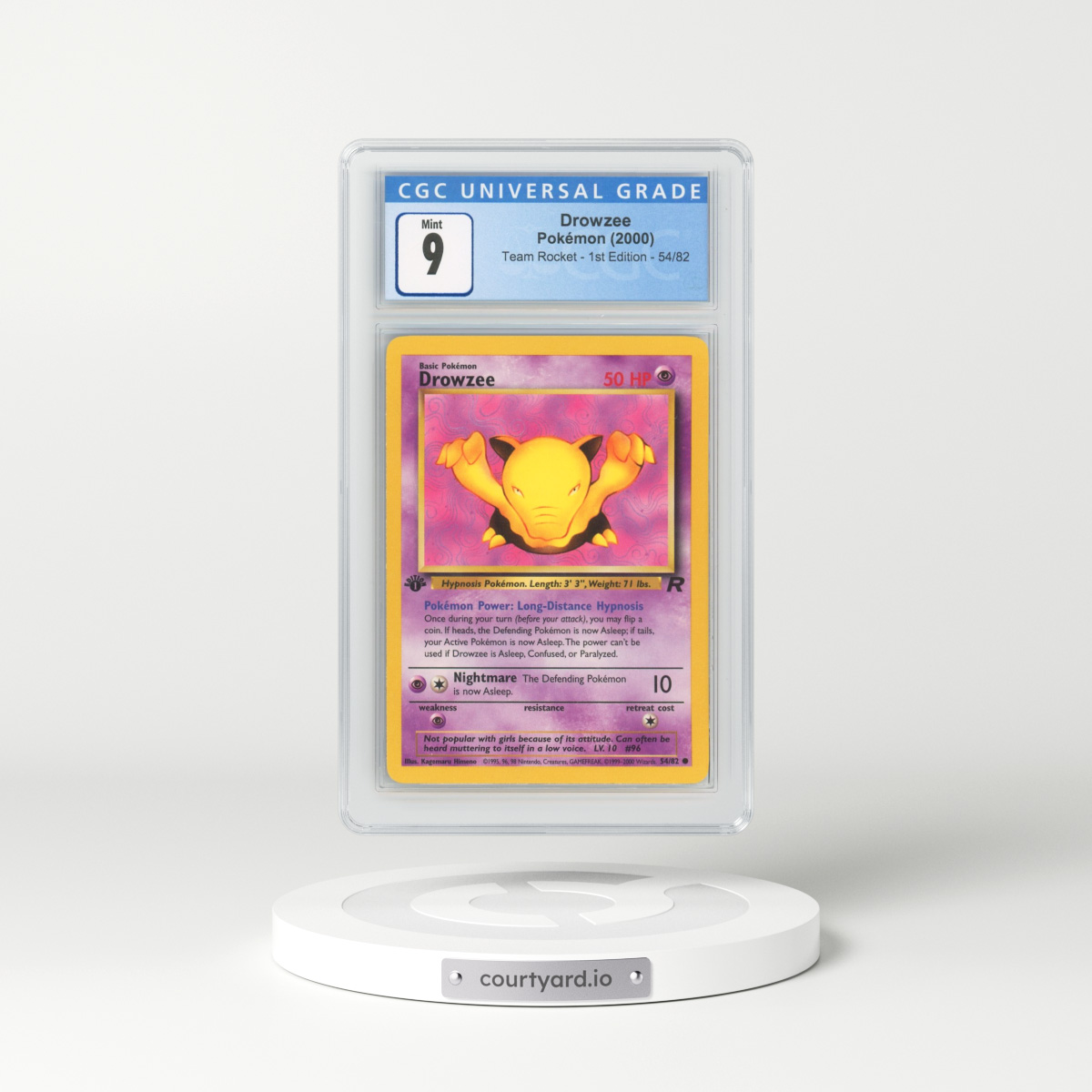 2000 Team Rocket #54/82 Drowzee - 1st Edition 1st Edition (CGC 9 MINT)