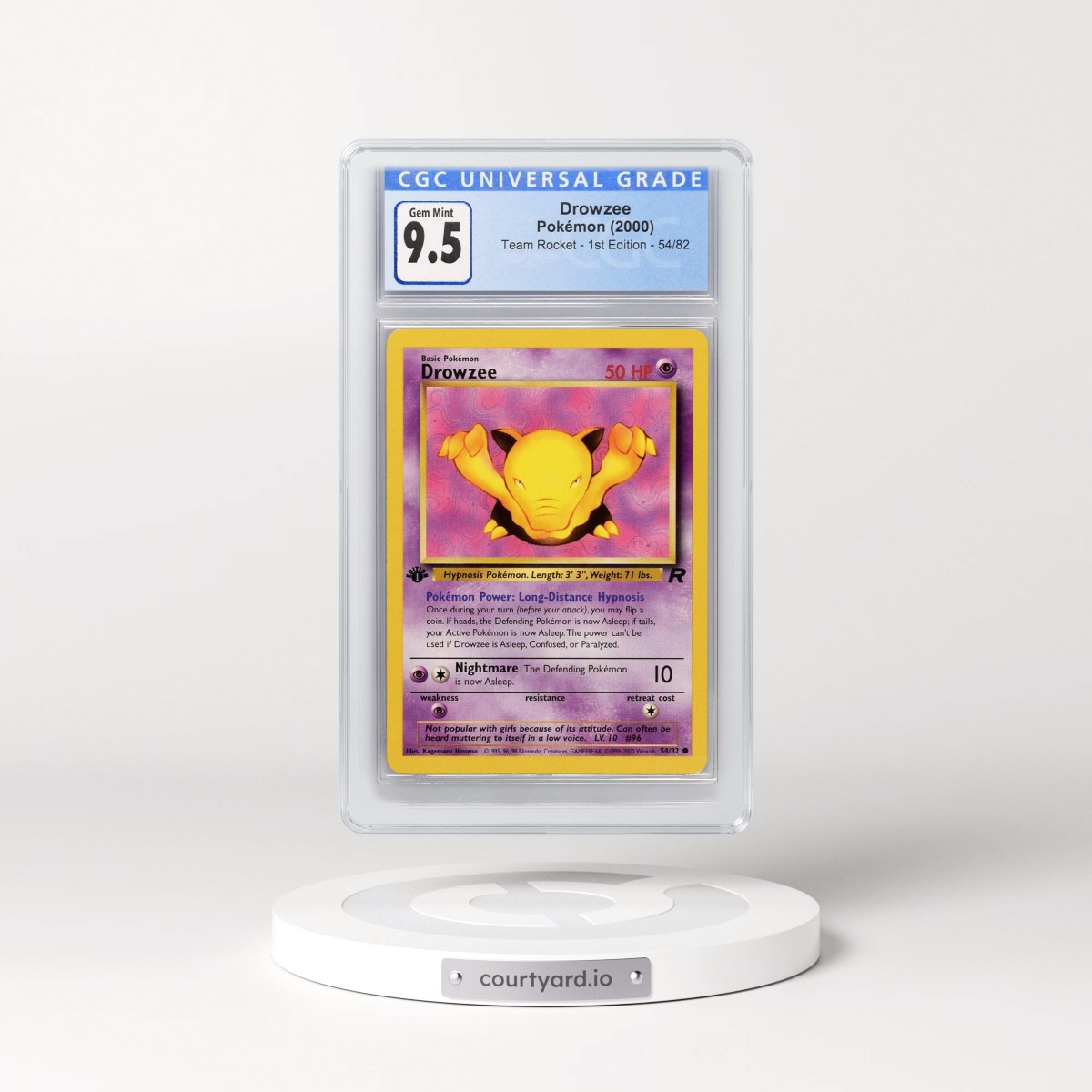 2000 Team Rocket #54/82 Drowzee - 1st Edition 1st Edition (CGC 10 GEM MINT)