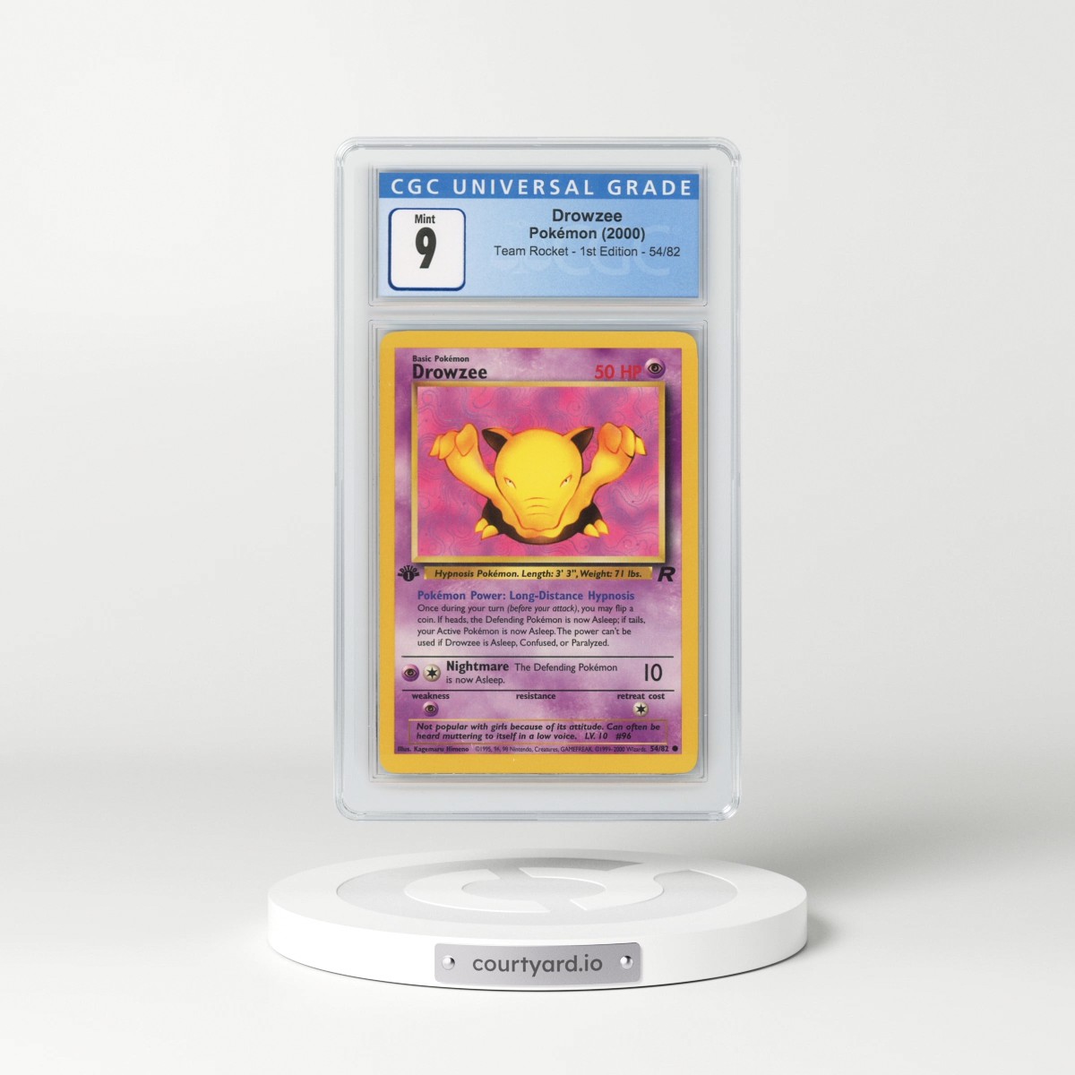 2000 Team Rocket #54/82 Drowzee - 1st Edition 1st Edition (CGC 9 MINT)